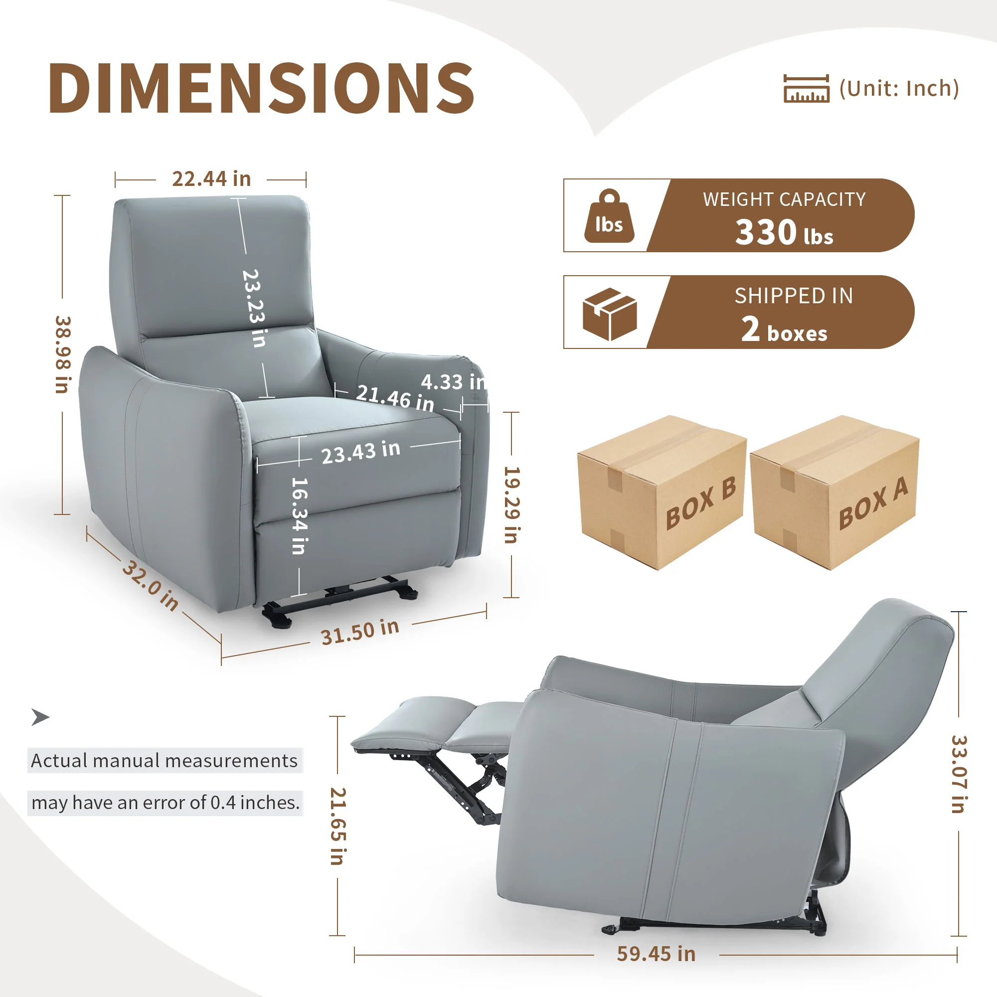 Wall Hugger Power Recliner Chair With USB Port (Type-C) - Image 11