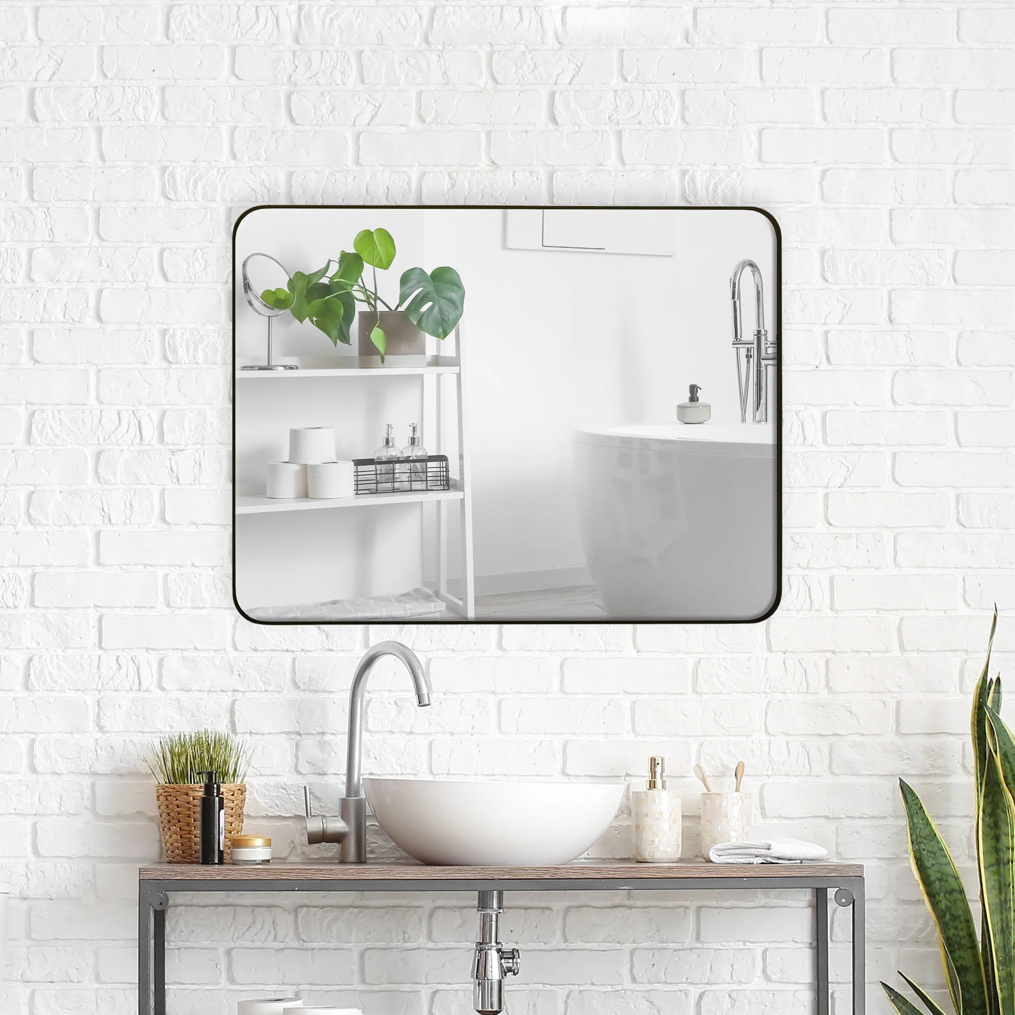 Wall Mirror Rectangular Mirror Metal Framed Mirror Vanity Mirror Dressing Mirror, For Bathroom, Living Room, Bedroom - Image 2
