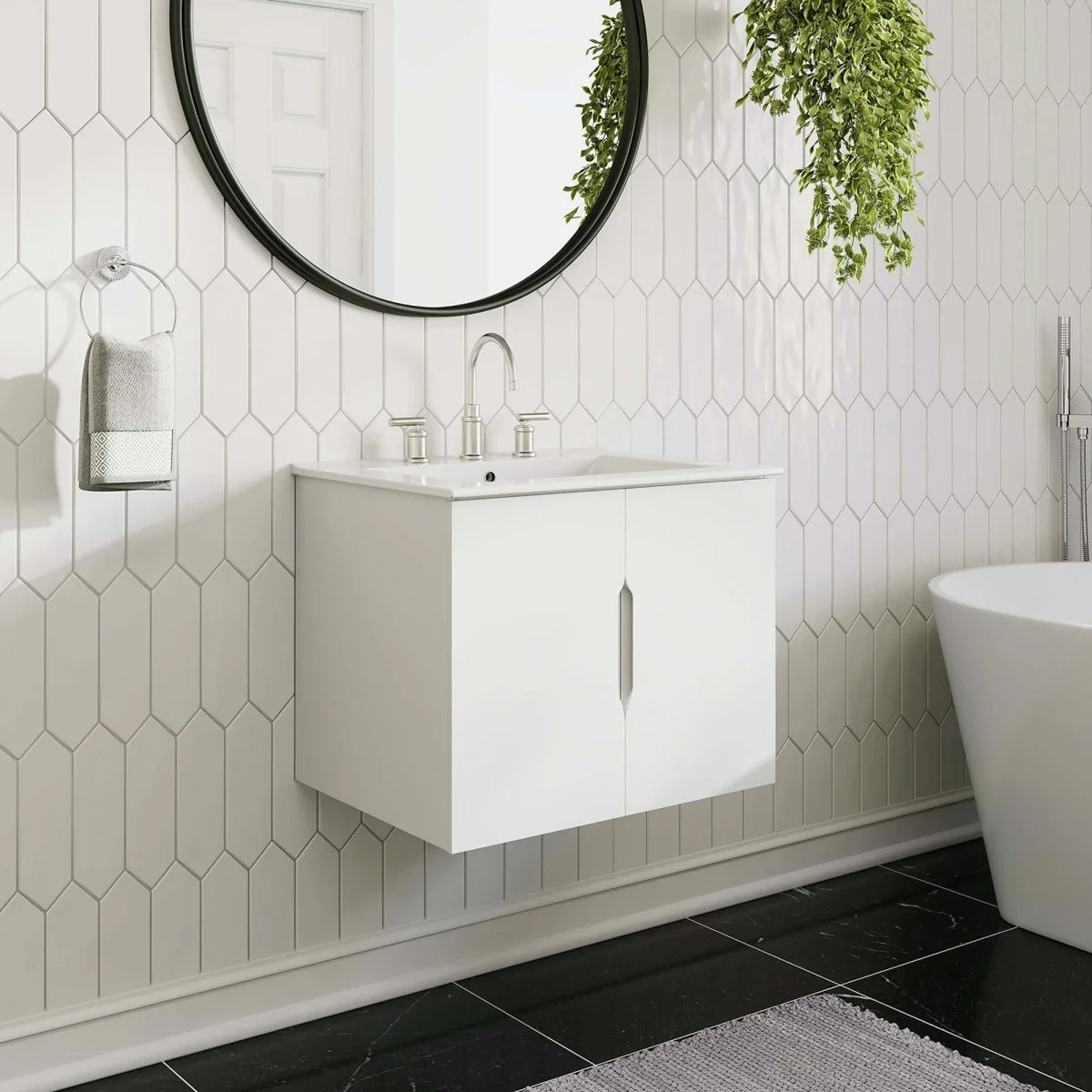 Wall-Mount Bathroom Vanity Cabinet – MDF and Particleboard Construction, Modern Design - Image 16