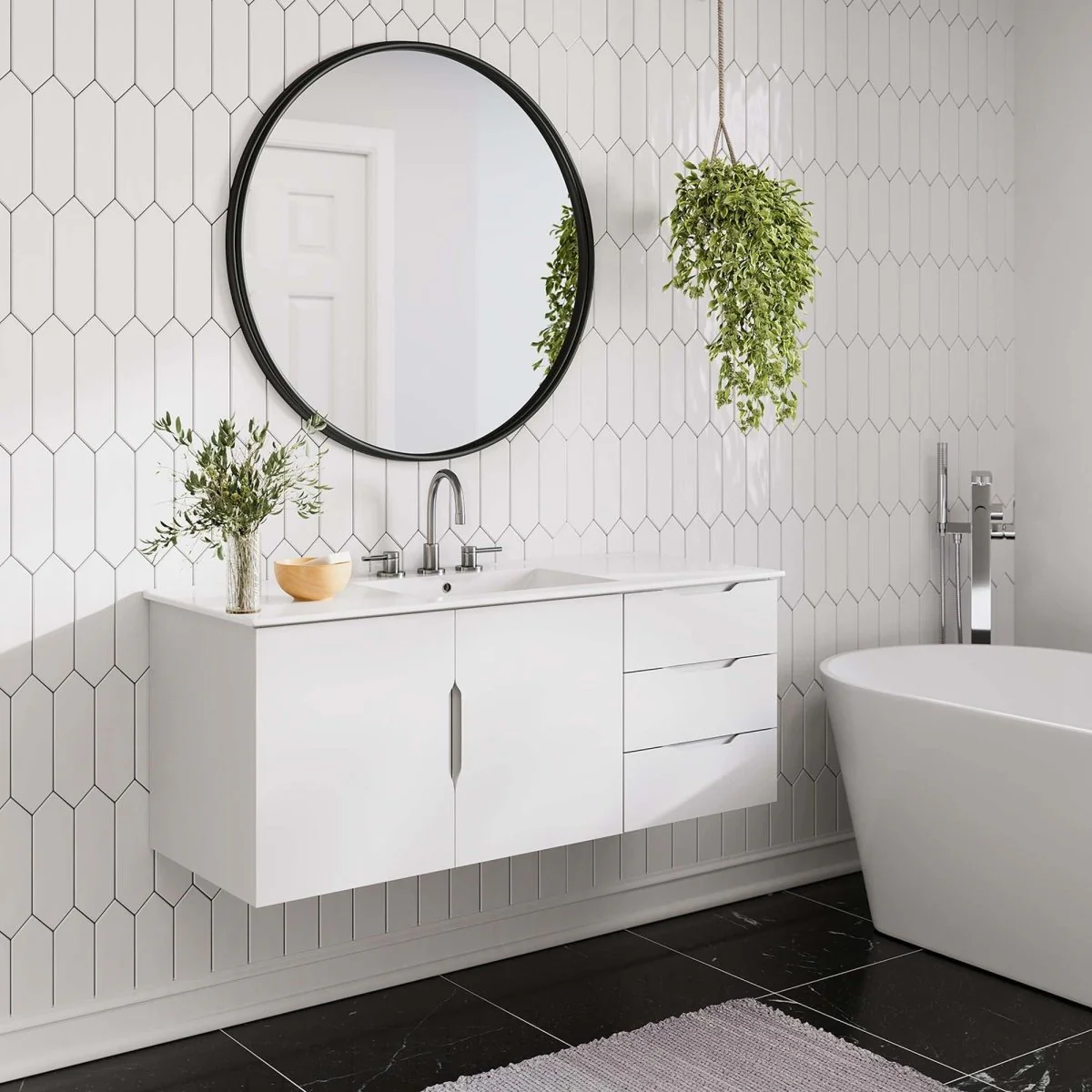 Wall-Mount Bathroom Vanity Cabinet – MDF and Particleboard Construction, Modern Design - Image 51