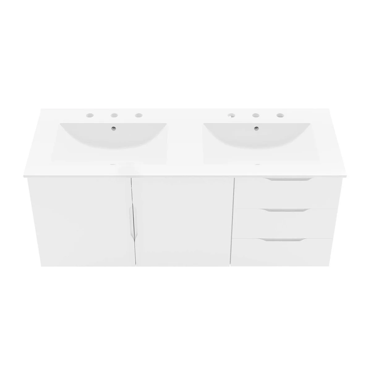 Wall-Mount Bathroom Vanity with Integrated Sink – Modern Floating Bath Cabinet - Image 142