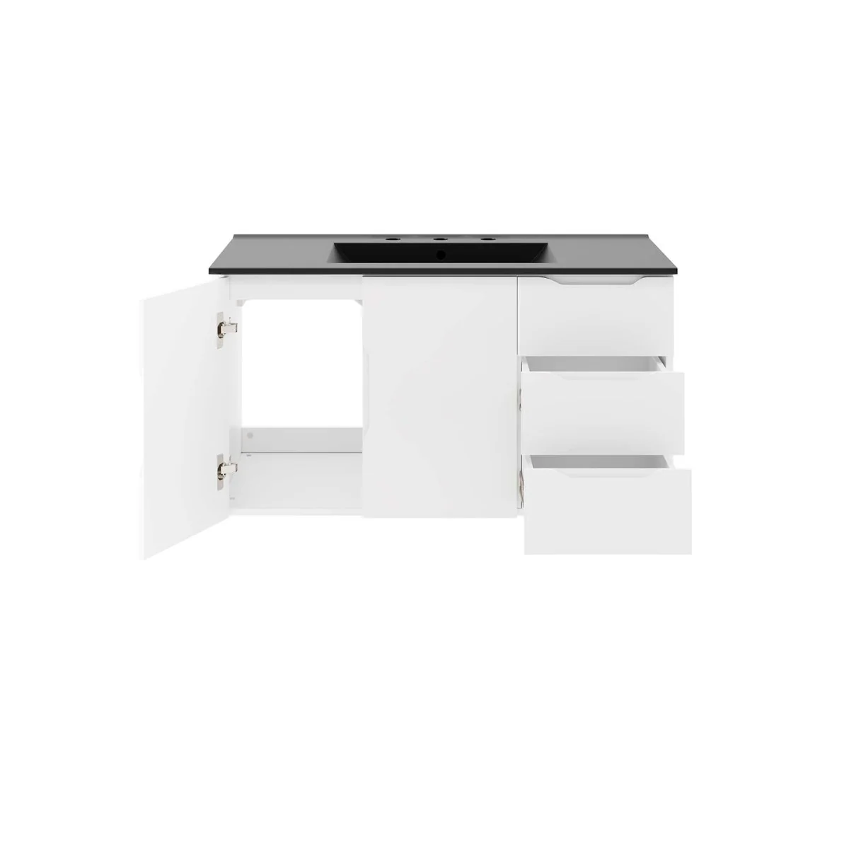 Wall-Mount Bathroom Vanity with Integrated Sink – Modern Floating Bath Cabinet - Image 41