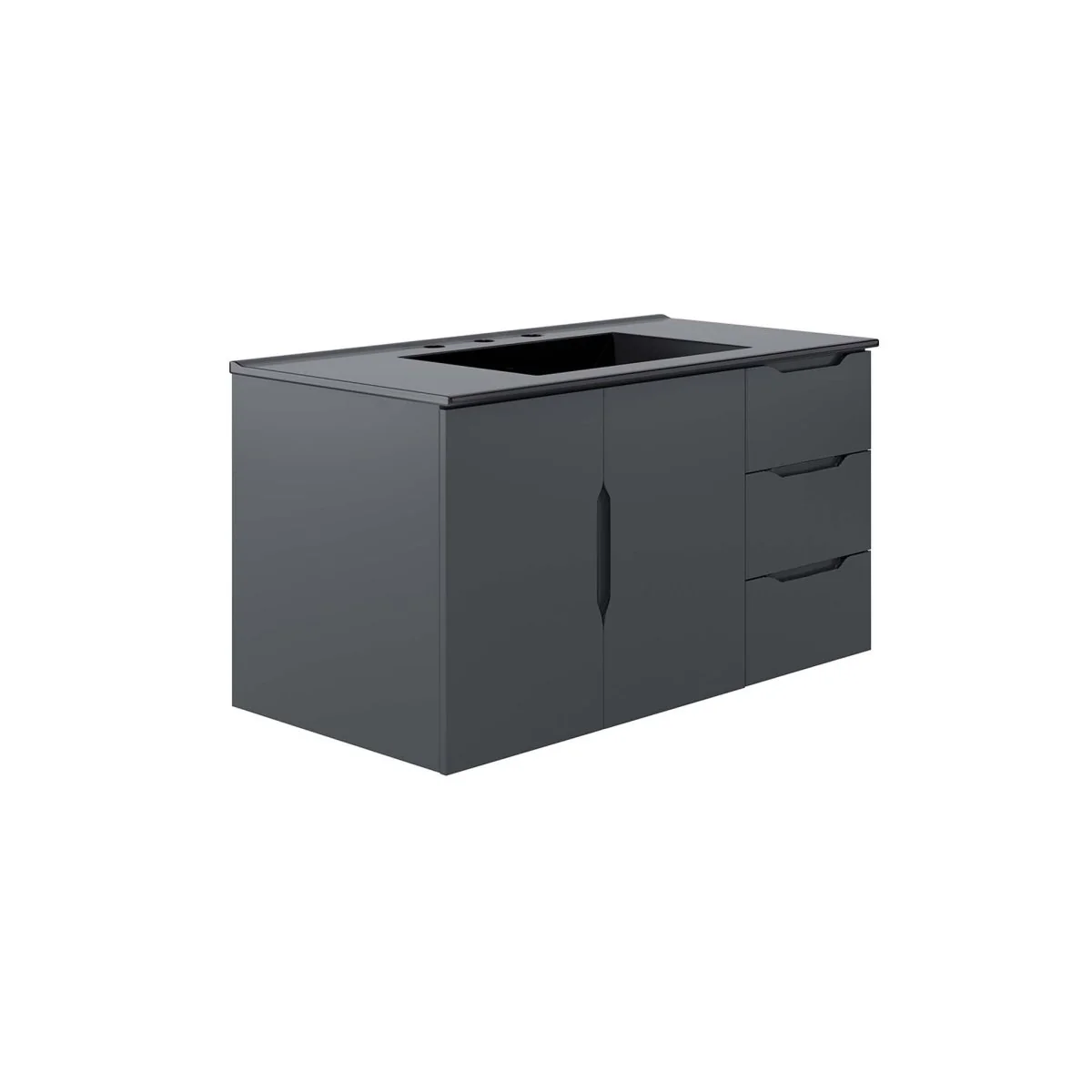 Wall-Mount Bathroom Vanity with Integrated Sink – Modern Floating Bath Cabinet - Image 46