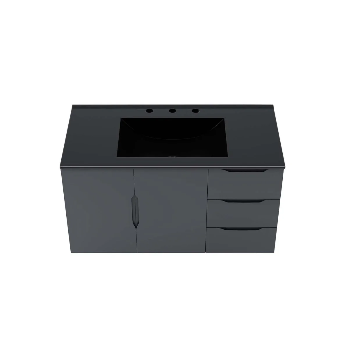 Wall-Mount Bathroom Vanity with Integrated Sink – Modern Floating Bath Cabinet - Image 52