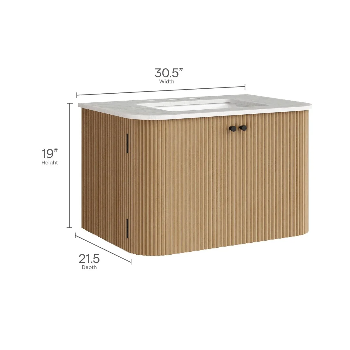 Wall-Mount Bathroom Vanity with Marble Sink, Multiple Size and Finish Options - Image 36