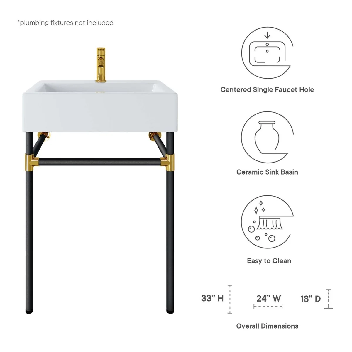 Wall-Mount Bathroom Vanity with Sink — Stainless Steel and Acrylic Construction - Image 2