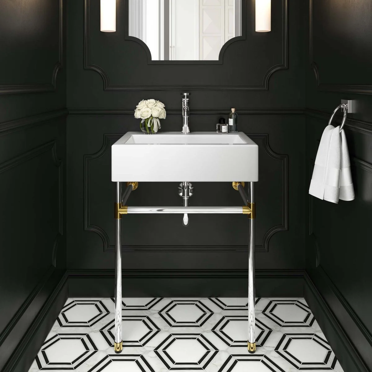 Wall-Mount Bathroom Vanity with Sink — Stainless Steel and Acrylic Construction - Image 32