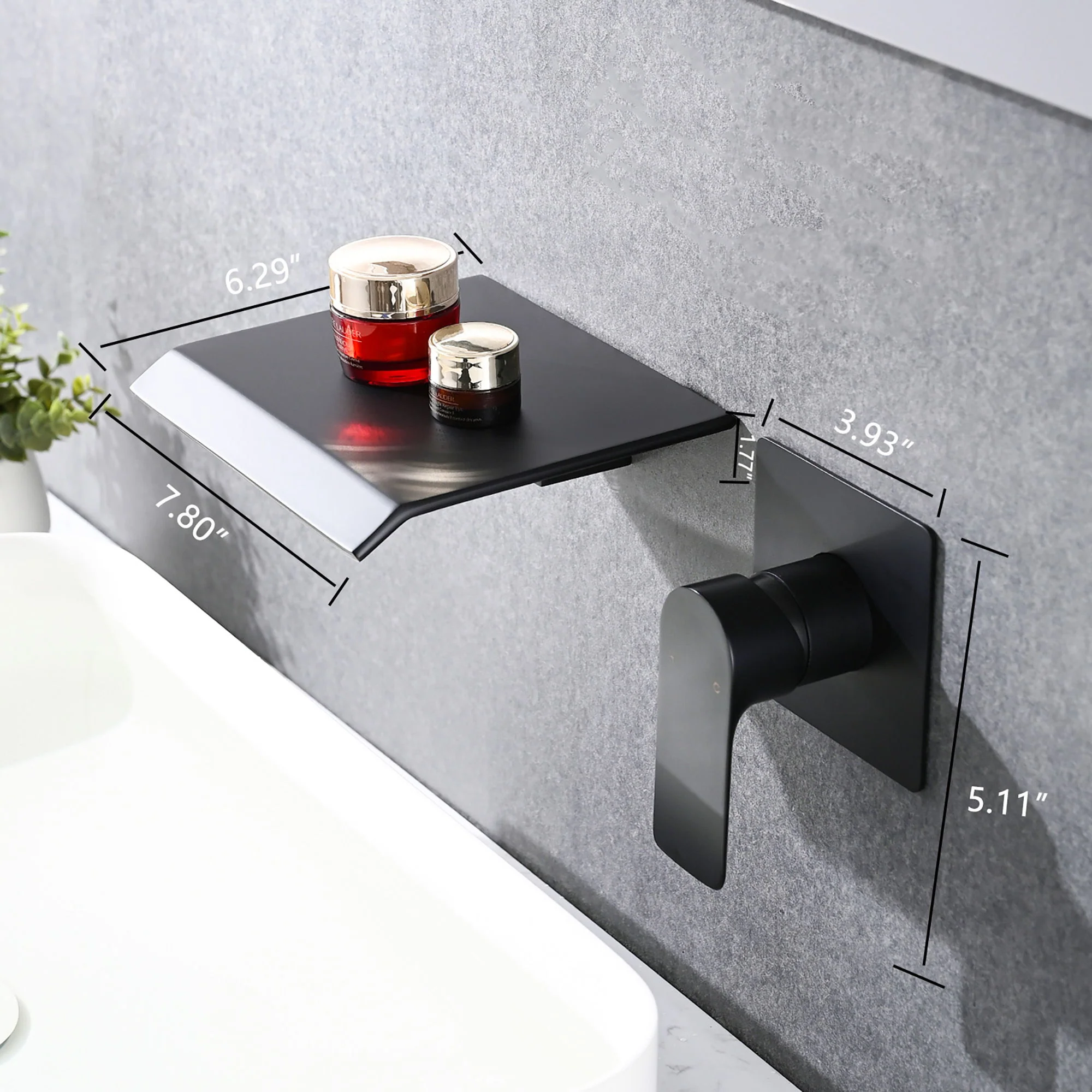 Wall Mount Bathtub Faucet With Waterfall Tub Spout And Single Handle Stainless Steel - Image 11