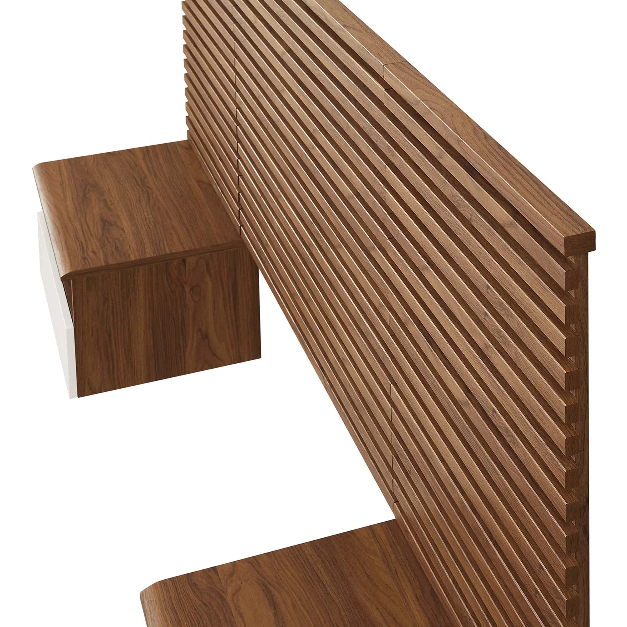 Wall Mount Headboard and Nightstands Set with Slatted Design - Image 5