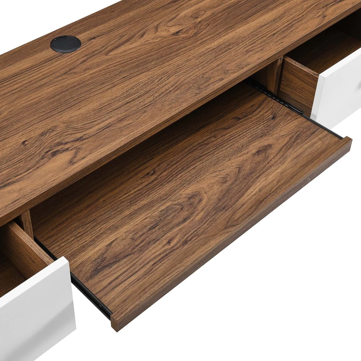 60" Walnut White Wall Mount Wood Office Desk with Drawers - Image 8