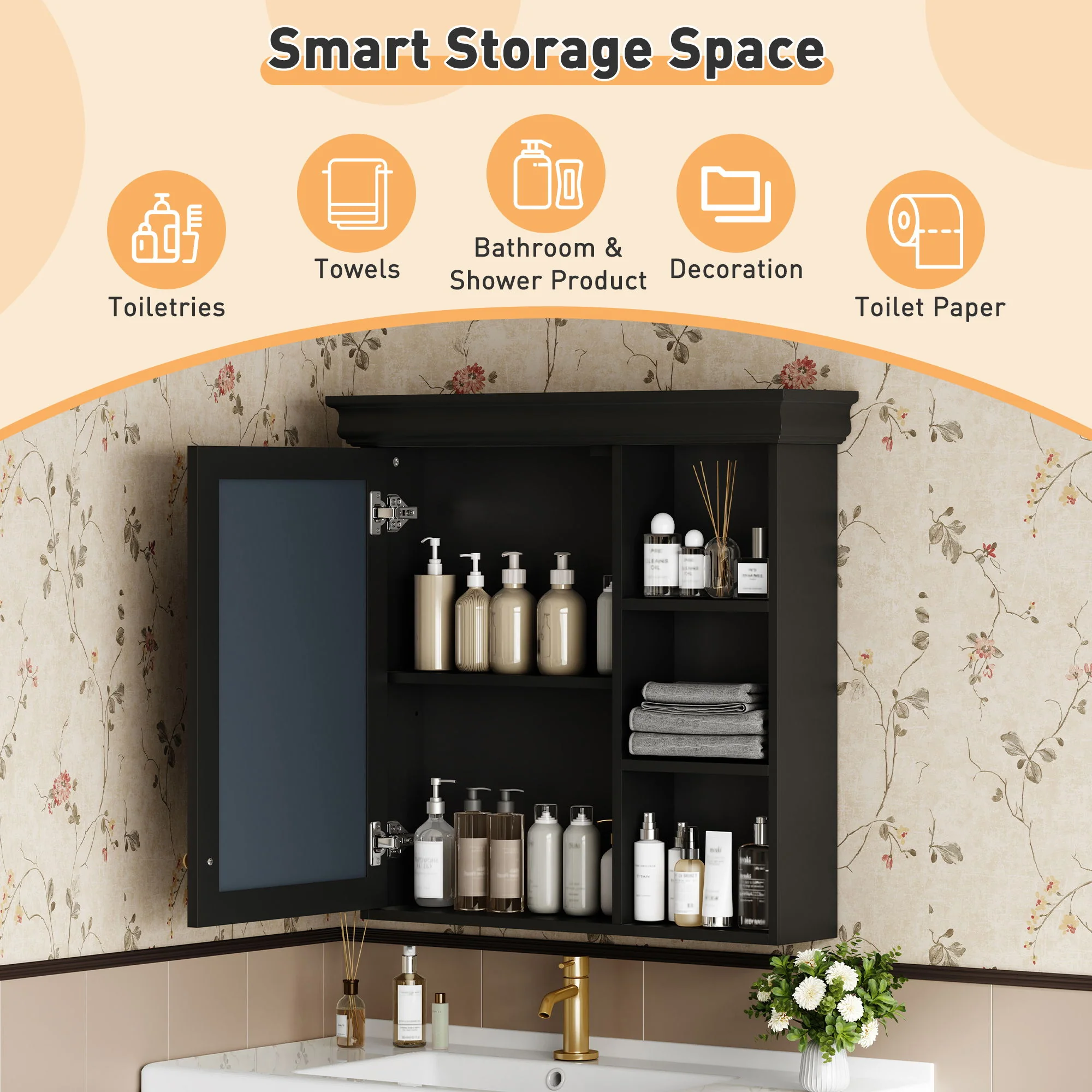 Wall Mounted Bathroom Medicine Cabinet With Mirror And Adjustable Storage With Soft Close Hinges - Image 18