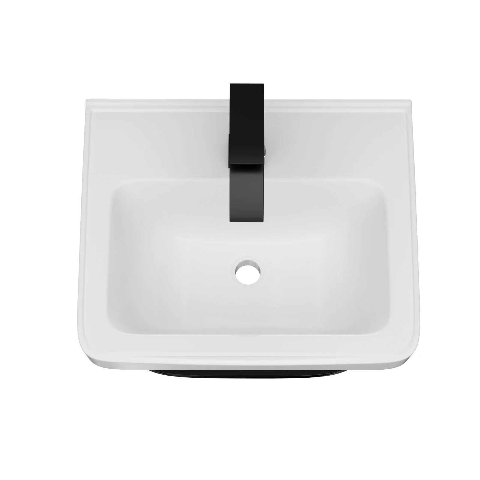Wall Mounted Bathroom Sink With Towel Bar & Overflow - White / Black - Image 8