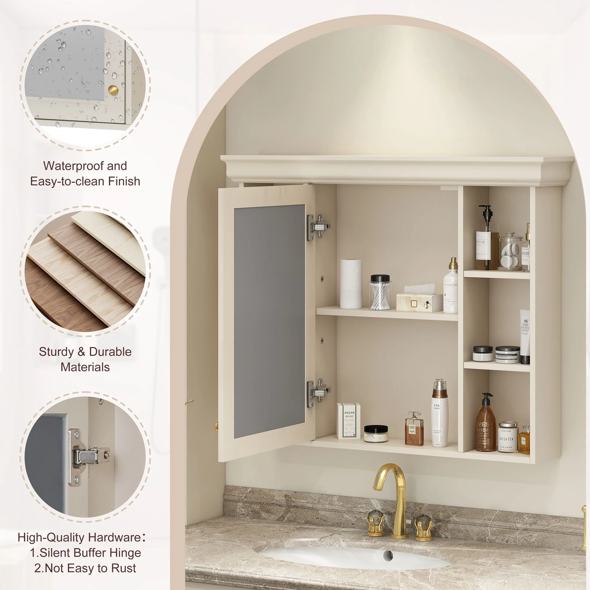 Wall Mounted Bathroom Storage Cabinet With Mirror Door - Image 22