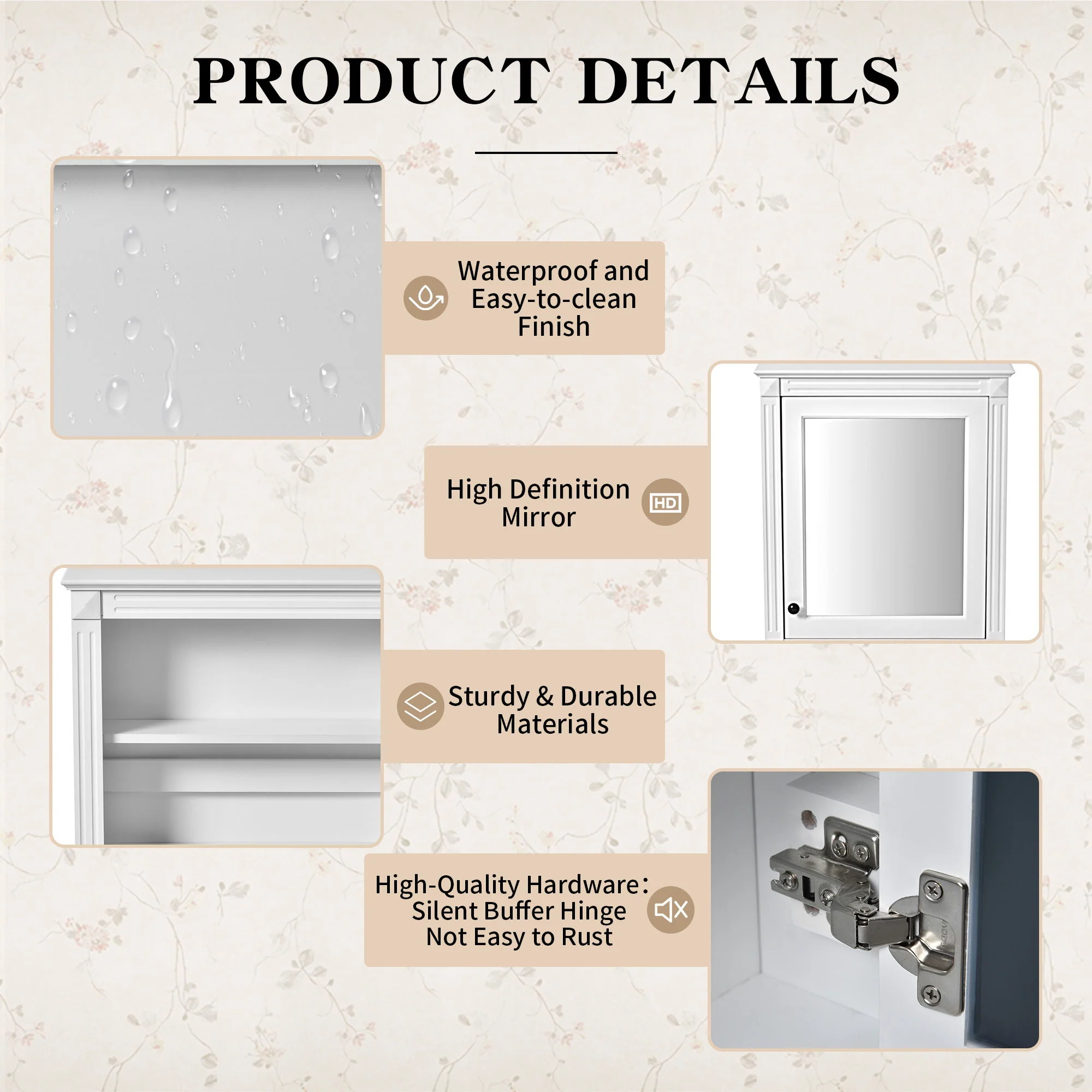 Wall Mounted Bathroom Storage Cabinet With Mirror, Medicine Cabinet With Height Adjustable Shelf - Image 14