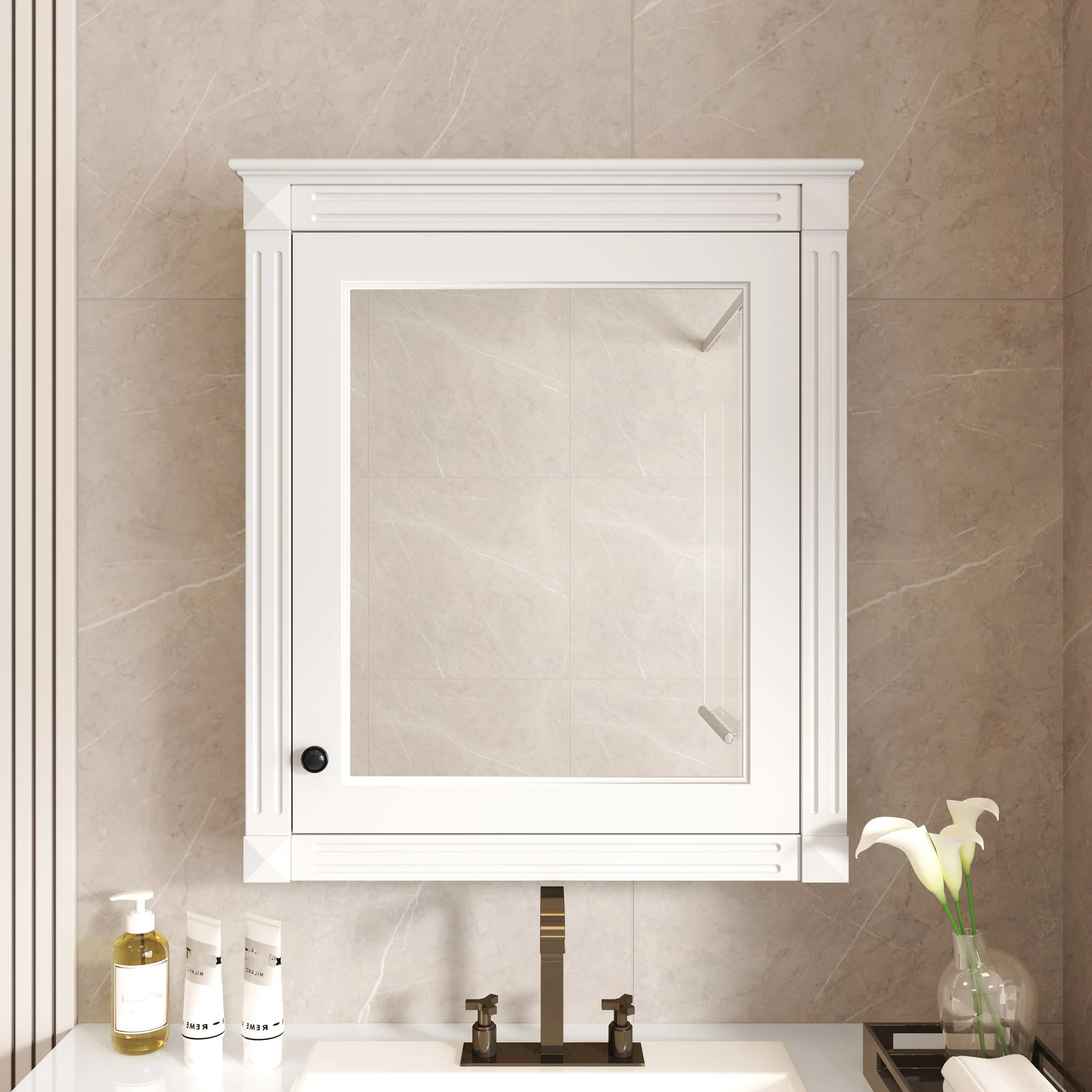 Wall Mounted Bathroom Storage Cabinet With Mirror, Medicine Cabinet With Height Adjustable Shelf - Image 6