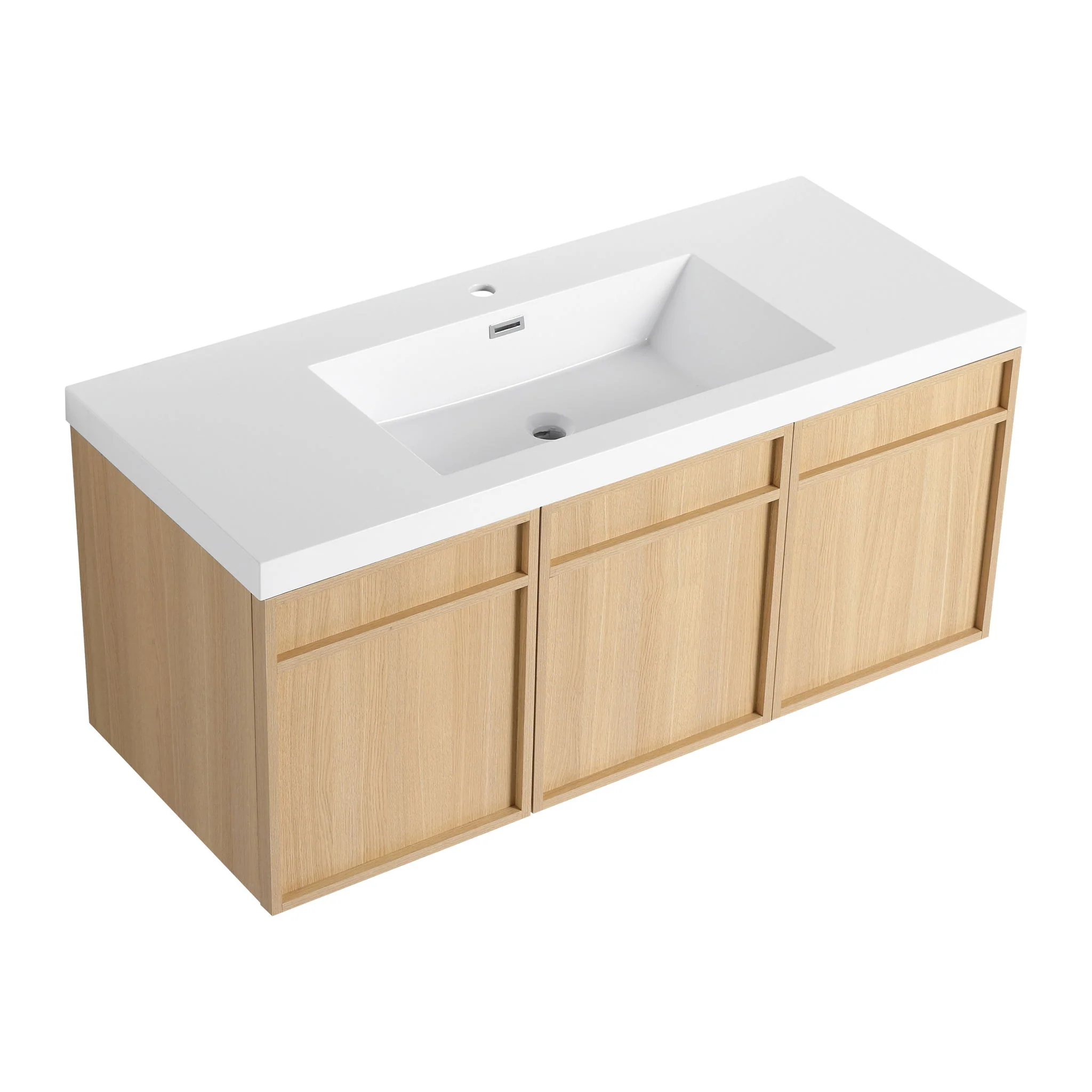 Wall-Mounted Bathroom Vanity With Resin Sink And Soft Closing Doors - Image 6