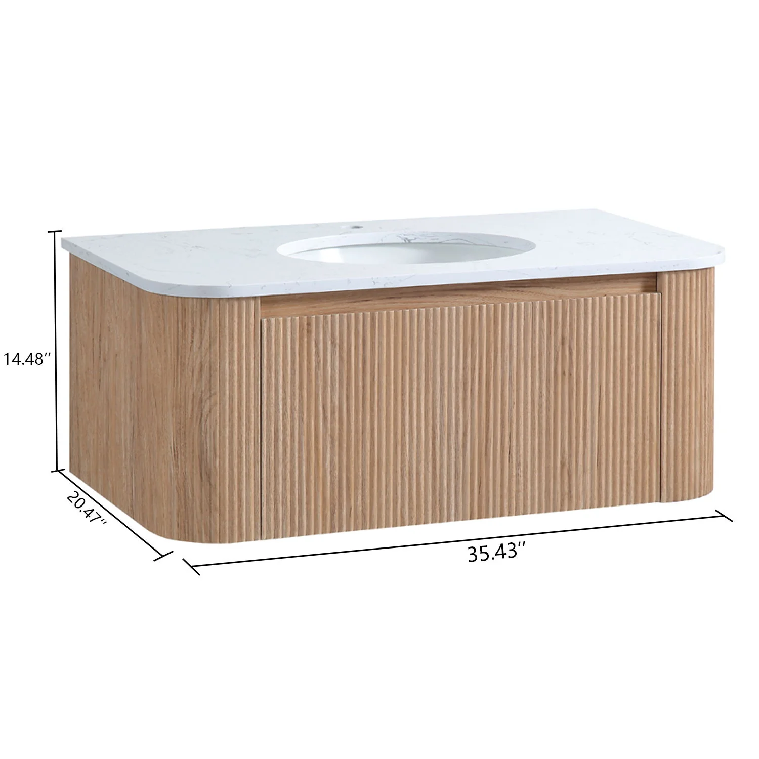 Wall Mounted Bathroom Vanity With Sink - Natural Wood - Image 5