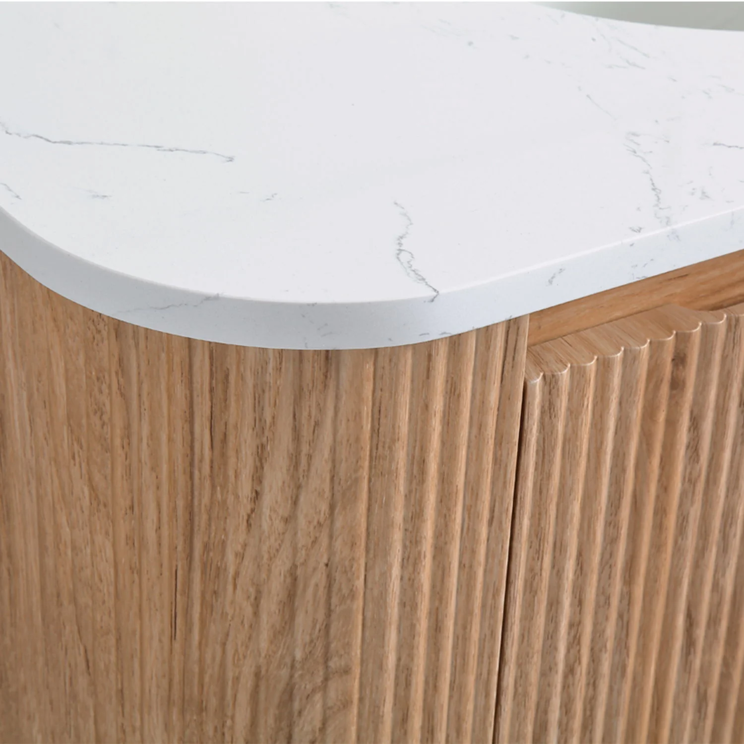 Wall Mounted Bathroom Vanity With Sink - Natural Wood - Image 7