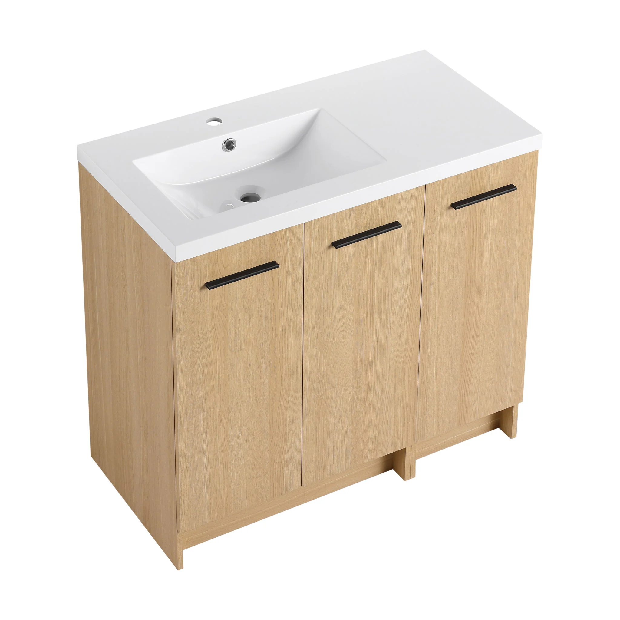Wall Mounted Floating Bathroom Vanity With Sink, 3 Door Modular Cabinet - Image 3