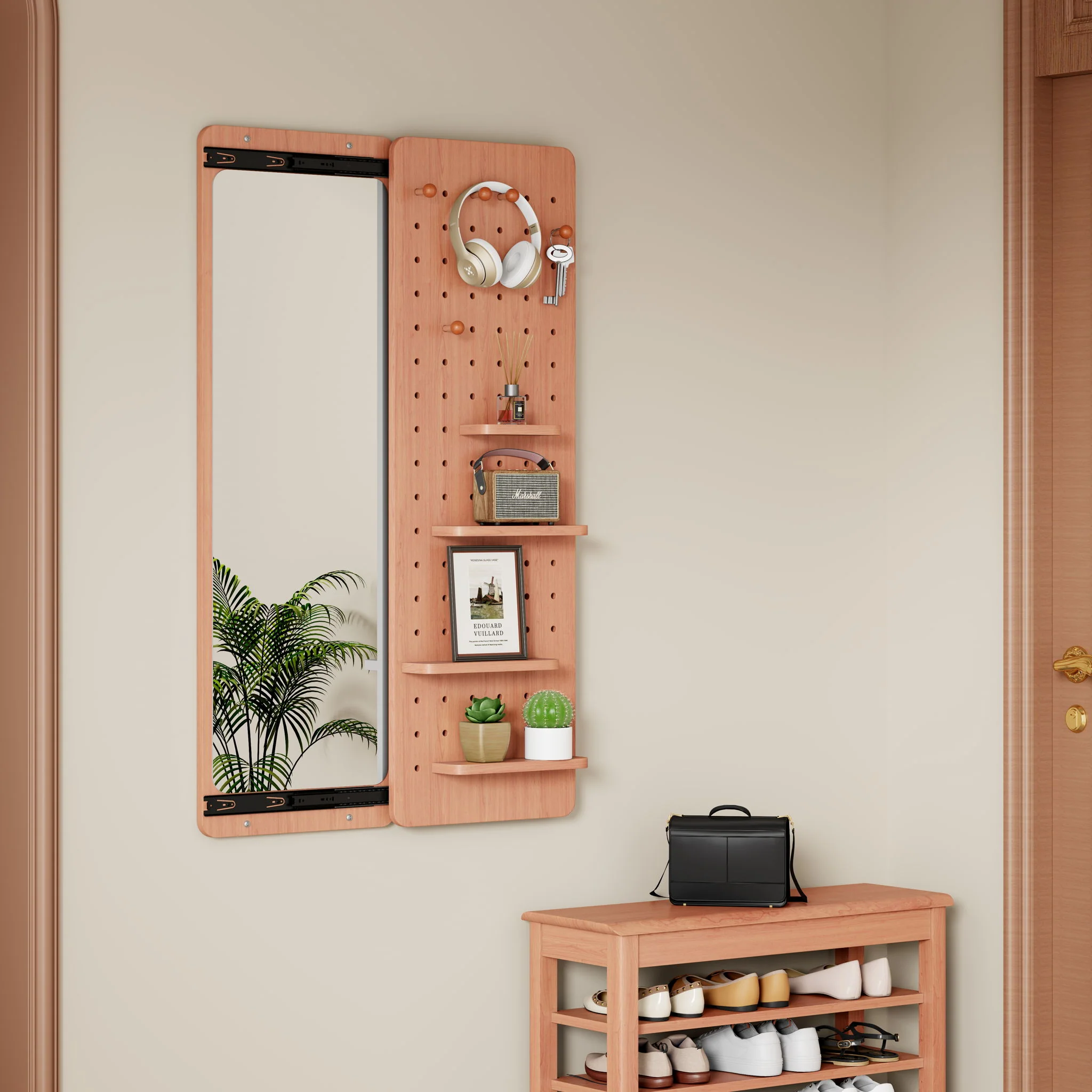 Wall Mounted Full Length Mirror With Shelf And Hook - Image 15