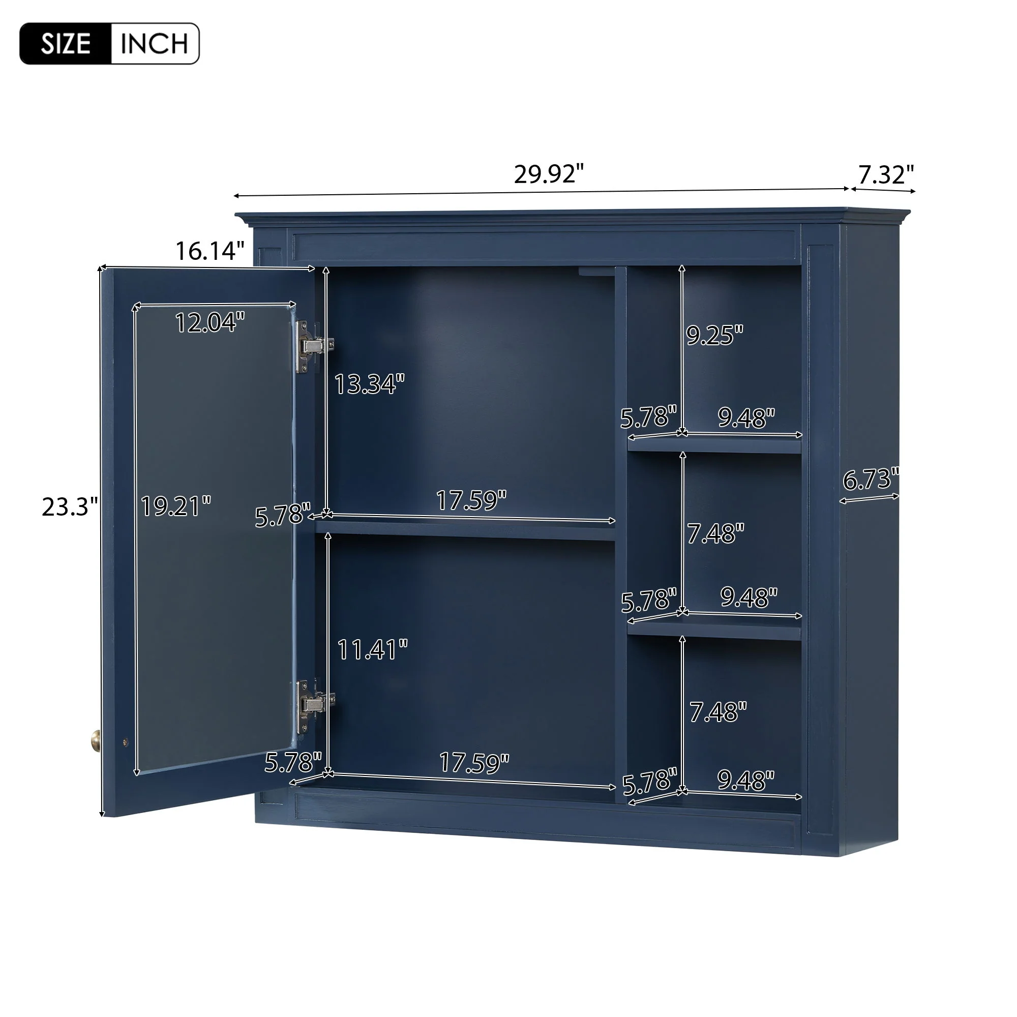 Wall Mounted Medicine Cabinet With Mirror And 3 Open Shelves - Image 7