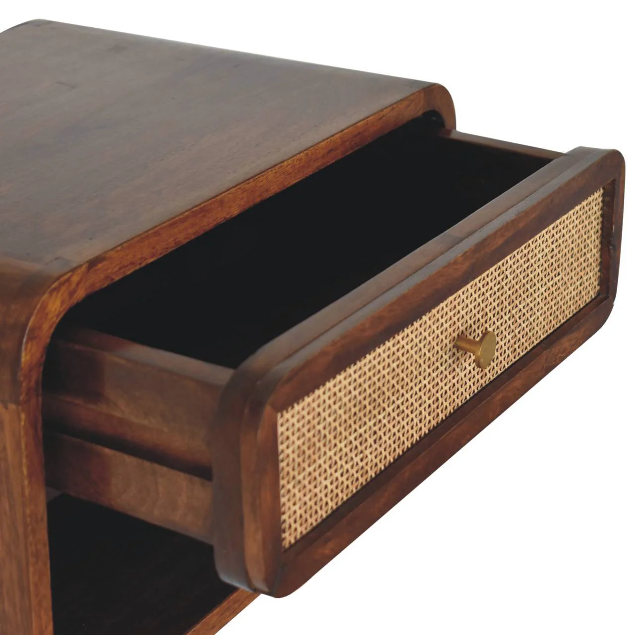 Wall Mounted Open Woven Bedside Table - Chestnut - Image 9