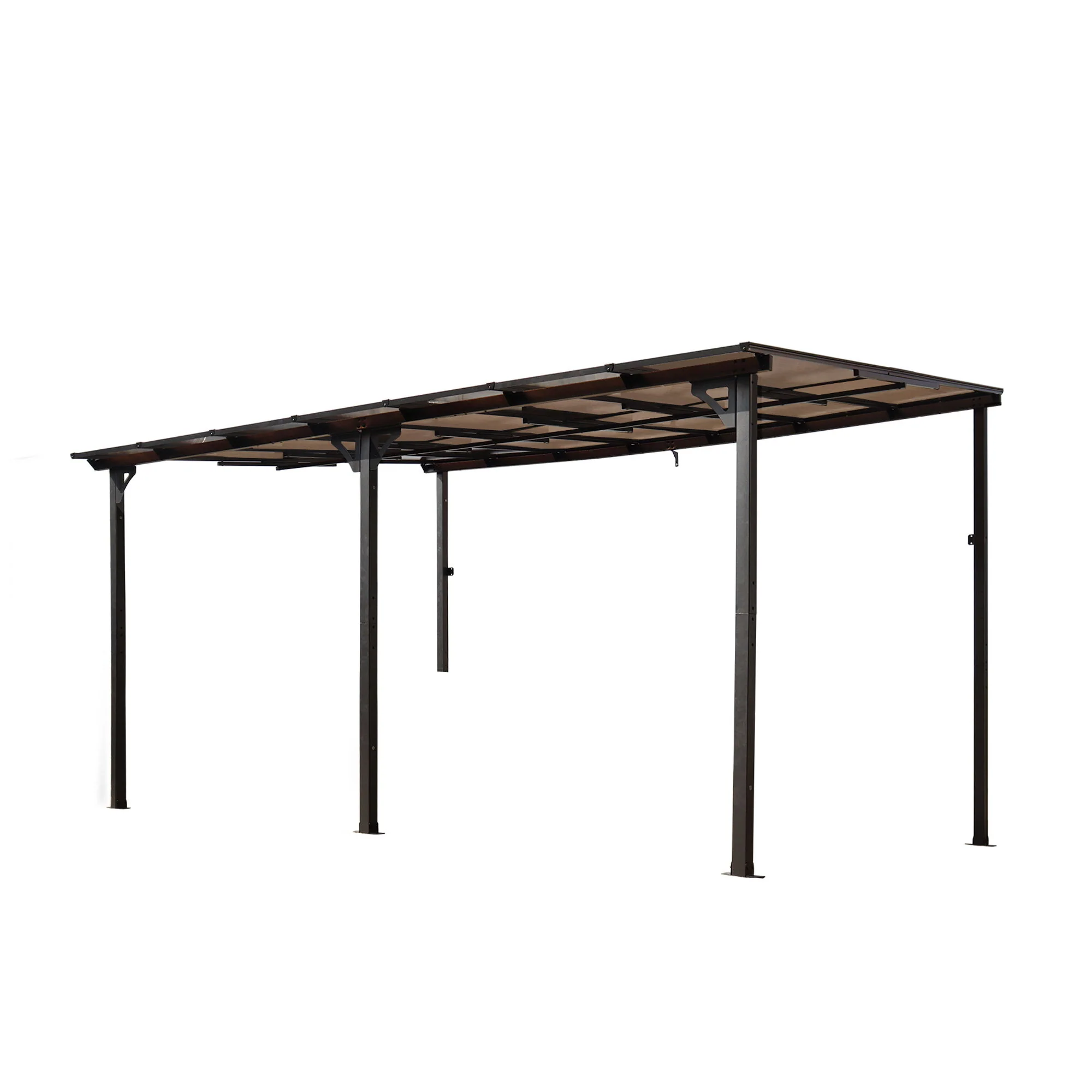 Wall Mounted Outdoor Pergola Gazebo, Heavy Duty Metal Awning With Roof - Image 2