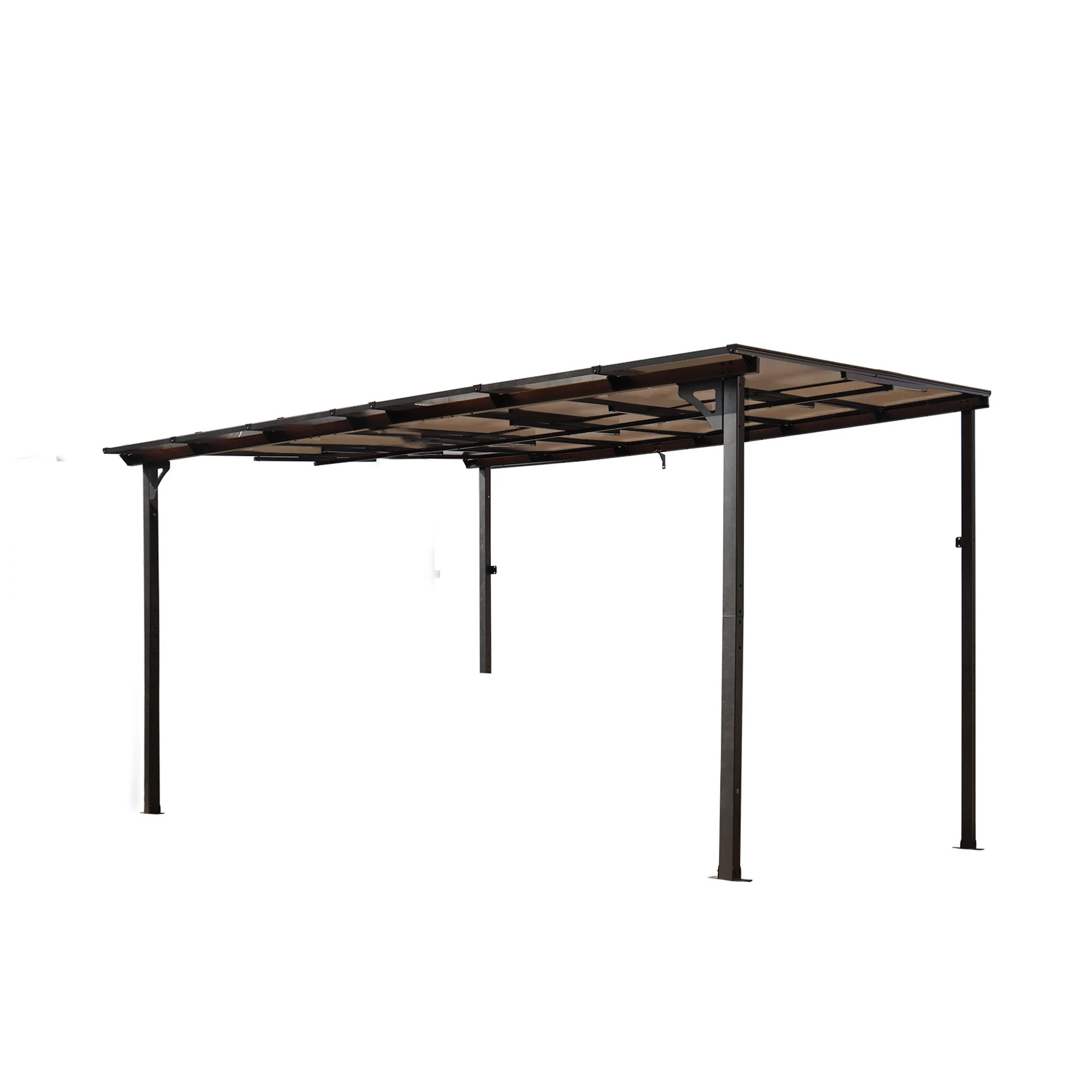 Wall Mounted Outdoor Pergola Gazebo, Heavy Duty Metal Awning With Roof - Image 3