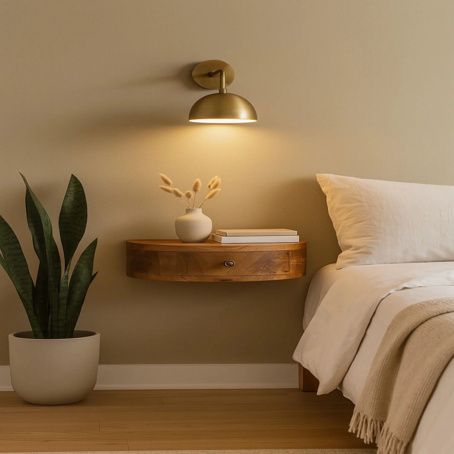 Wall Mounted Rounded Nightstand - Oak - Image 3