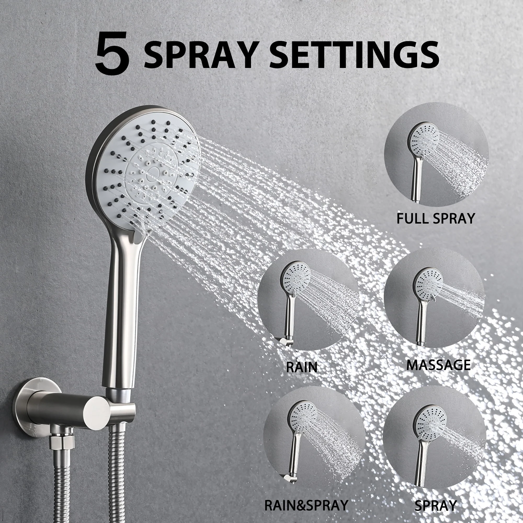 Wall Mounted Shower Set With High Pressure 10" Rain Shower Head And 5 Function Handheld Shower Head - Image 10