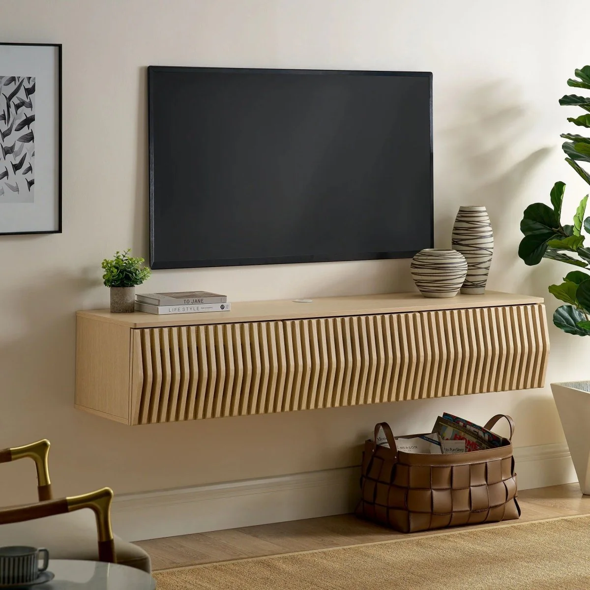 Wall Mounted TV Stand with Storage 64 Inch - Image 2