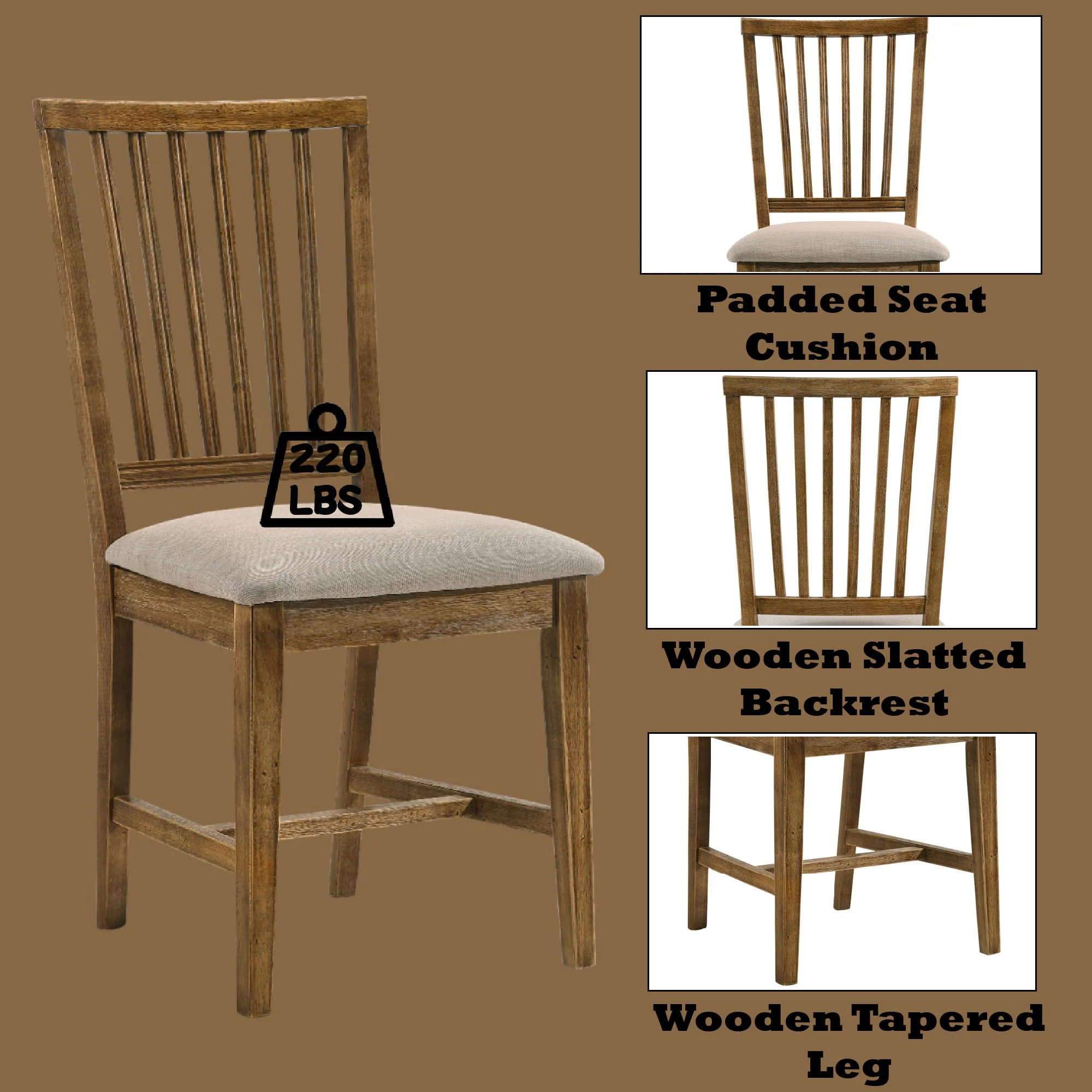 Wallace II - 5 Pieces Dining Room Set - Oak - Image 5