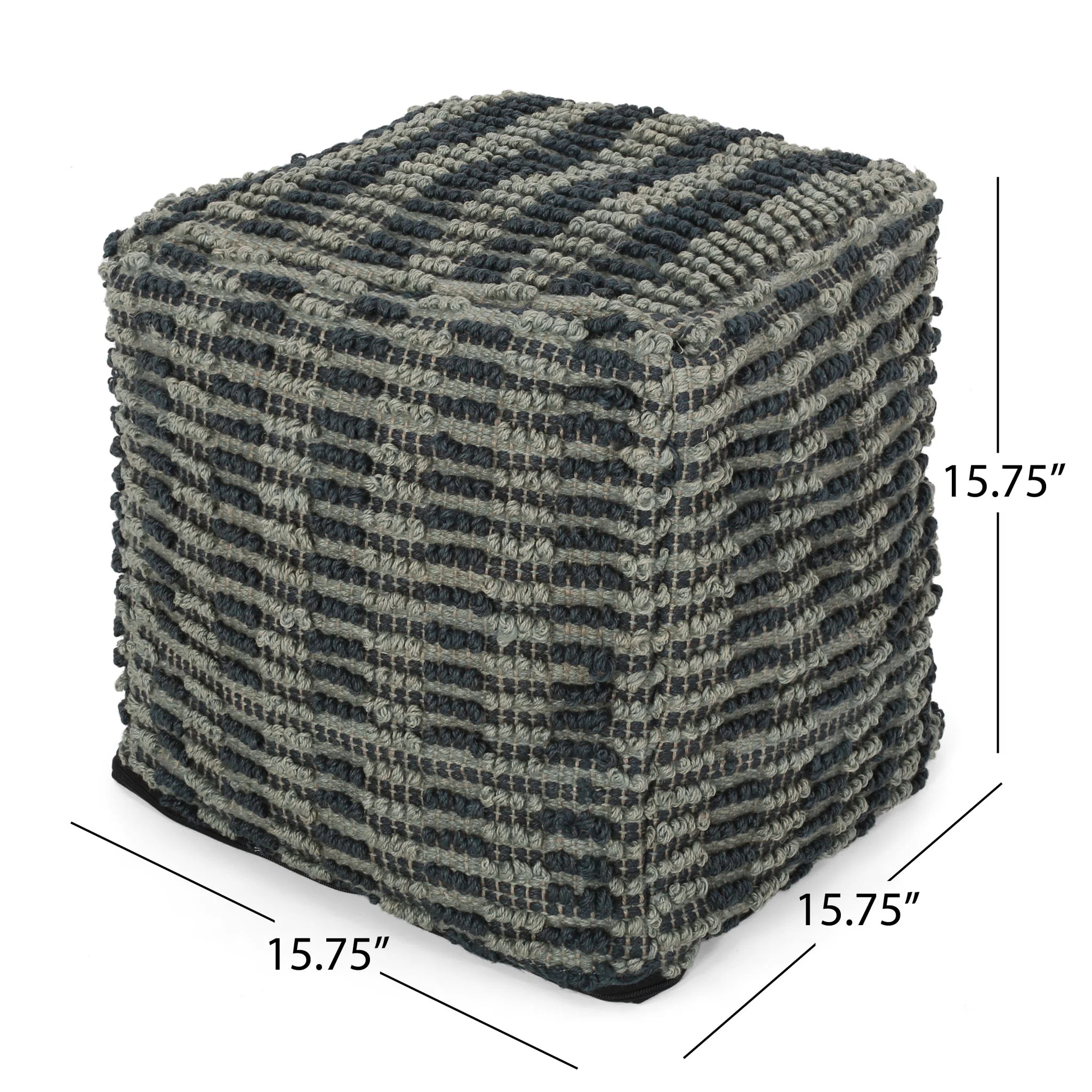 Walle - Fabric Square Pouf Ottoman And Floor Cushion Teal - Blue - Image 6
