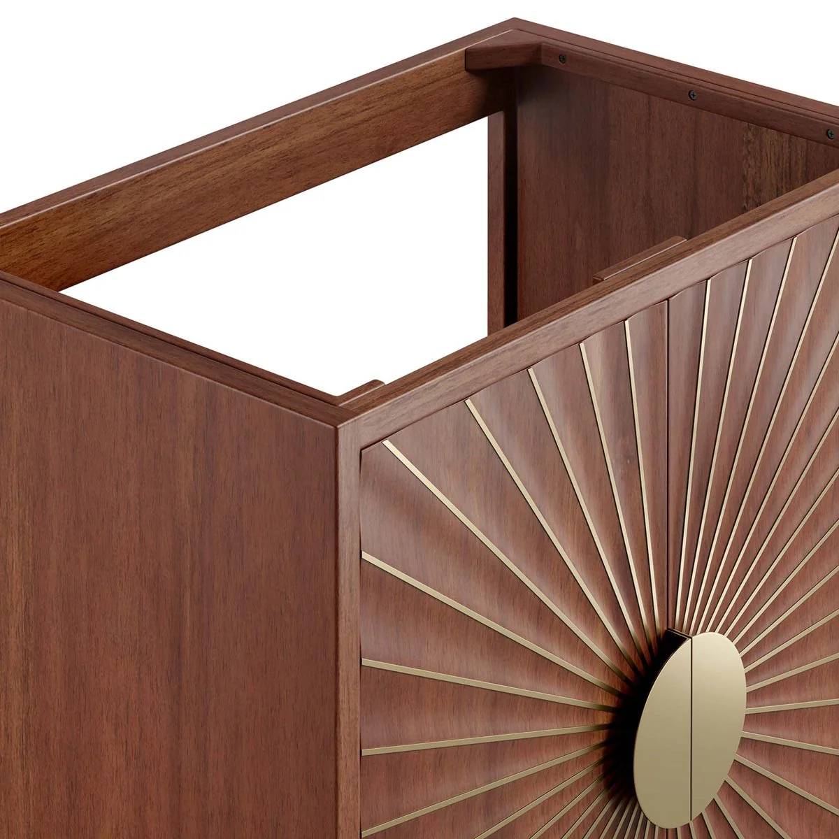 Walnut Mango Wood Modern Bathroom Vanity Cabinet with Drawers and Shelving - Image 26