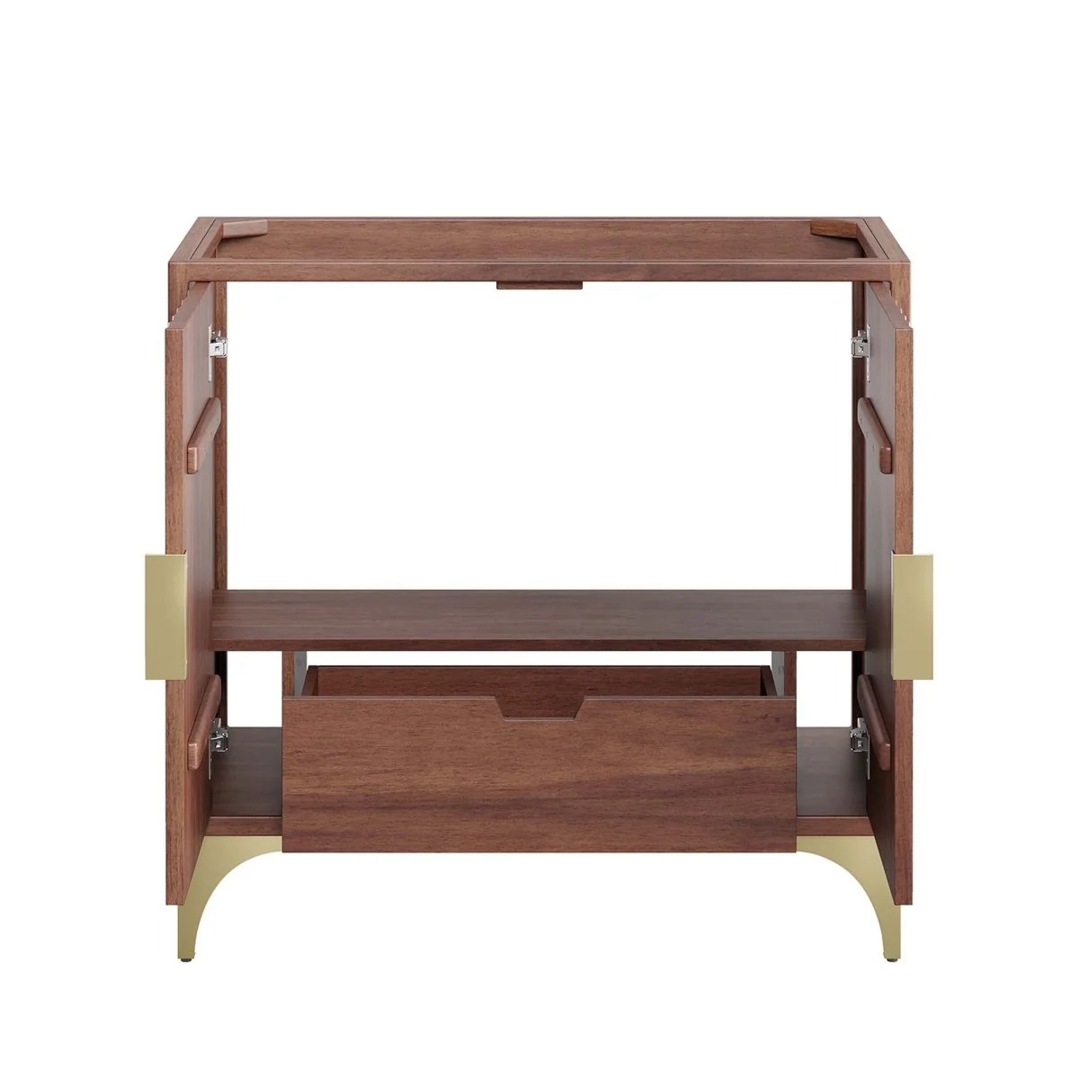 Walnut Mango Wood Modern Bathroom Vanity Cabinet with Drawers and Shelving - Image 33