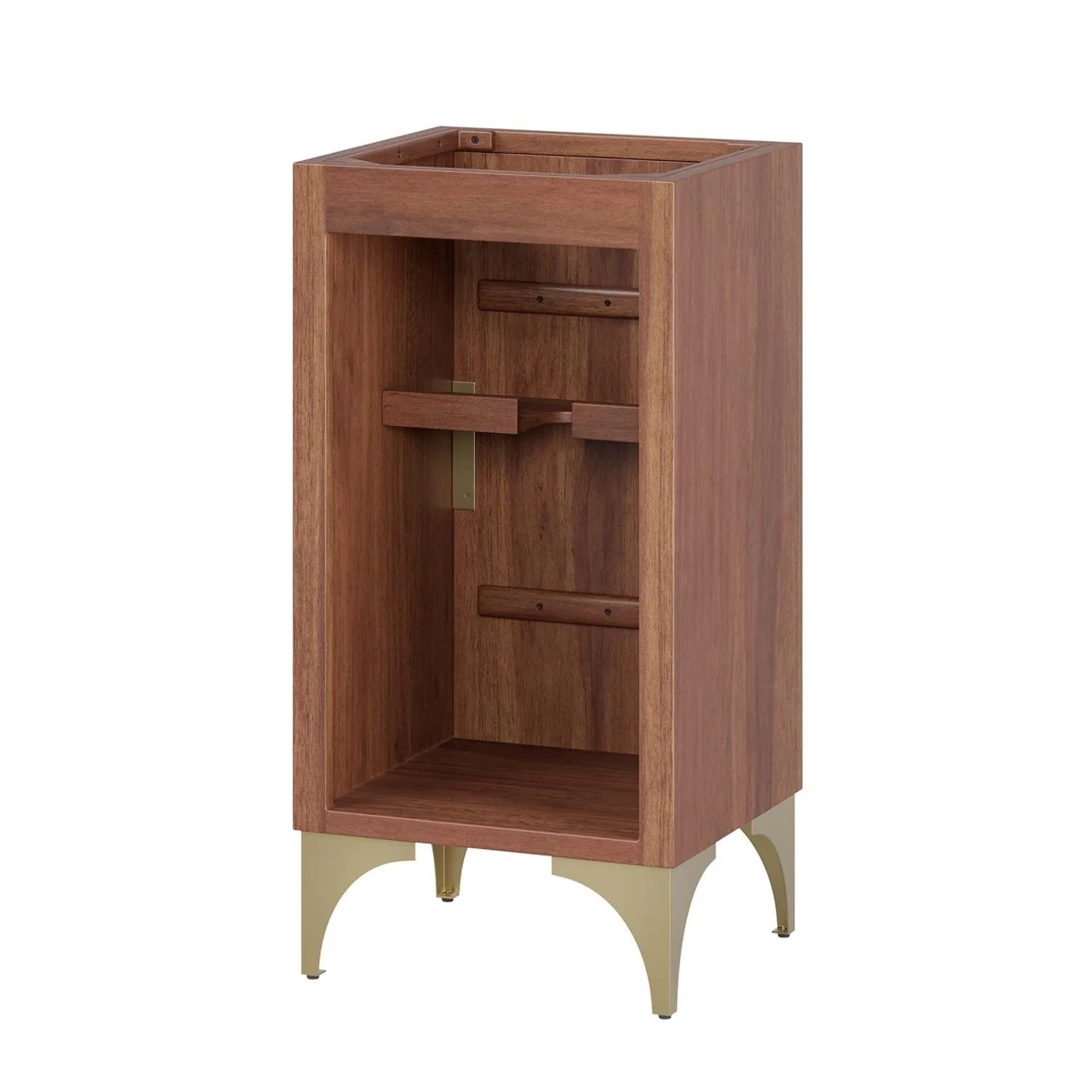Walnut Mango Wood Modern Bathroom Vanity Cabinet with Drawers and Shelving - Image 5