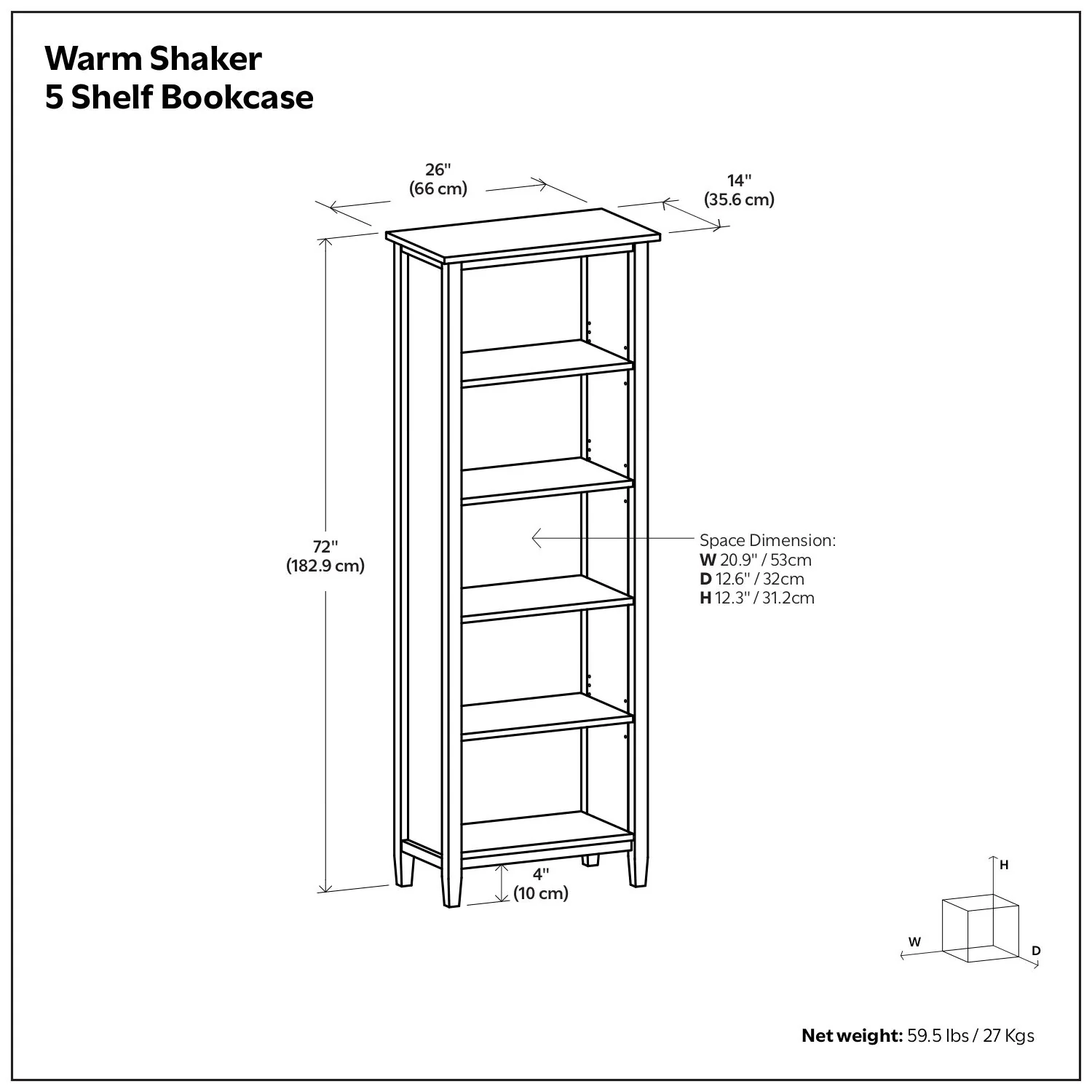 Warm Shaker - 5 Shelf Bookcase - Image 6