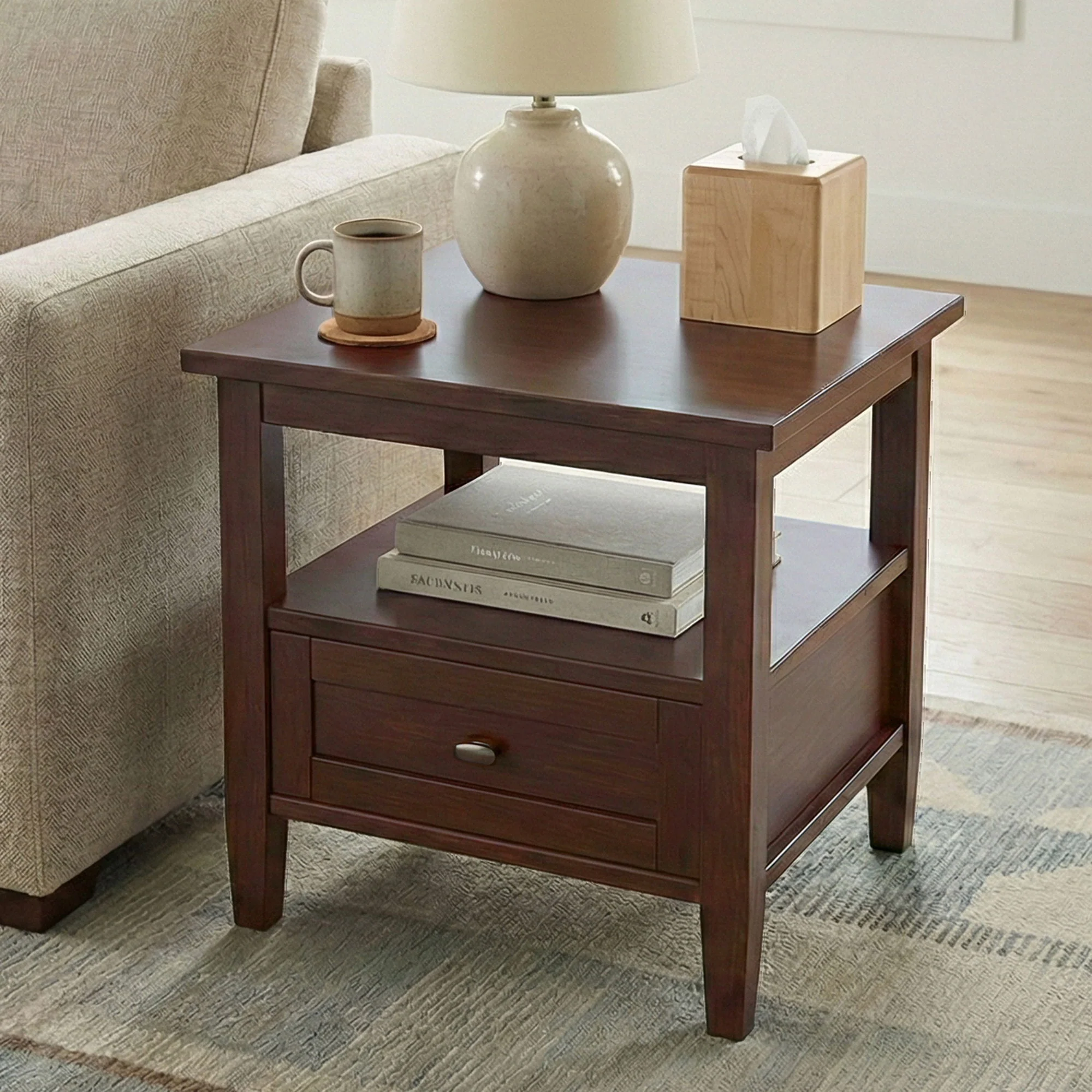 Warm Shaker - End Table With Smooth Drawer Storage - Brown - Image 9