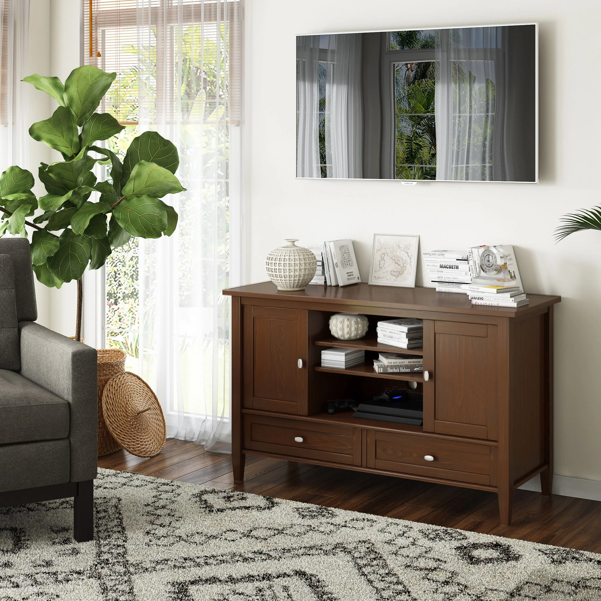 Warm Shaker - Transitional Style TV Media Stand - Image 18