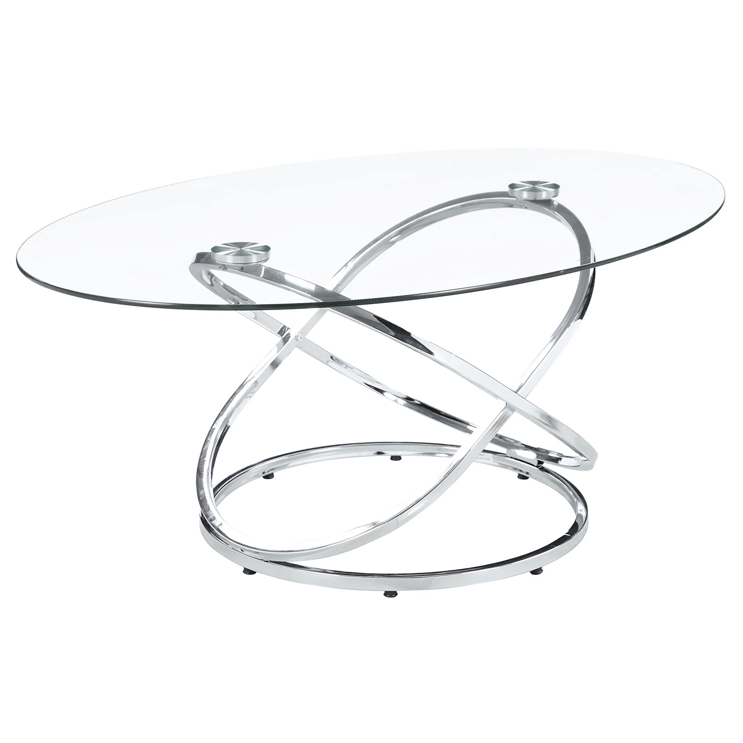 Warren 3-Piece Oval Glass Top Coffee Table Set Chrome - Image 2