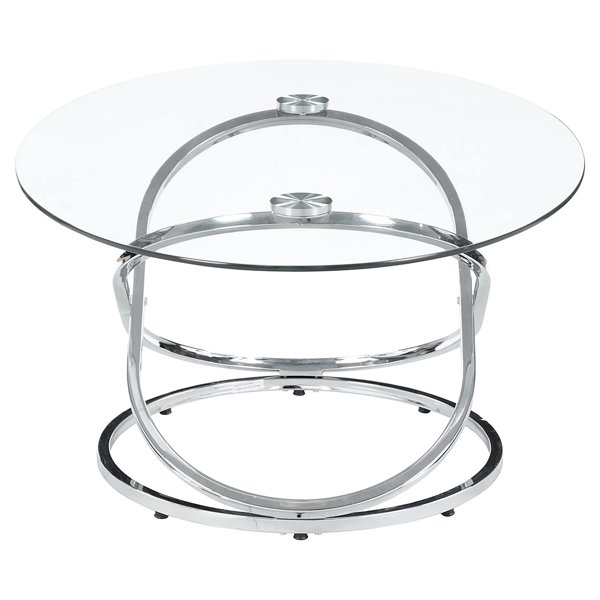 Warren 3-Piece Oval Glass Top Coffee Table Set Chrome - Image 3