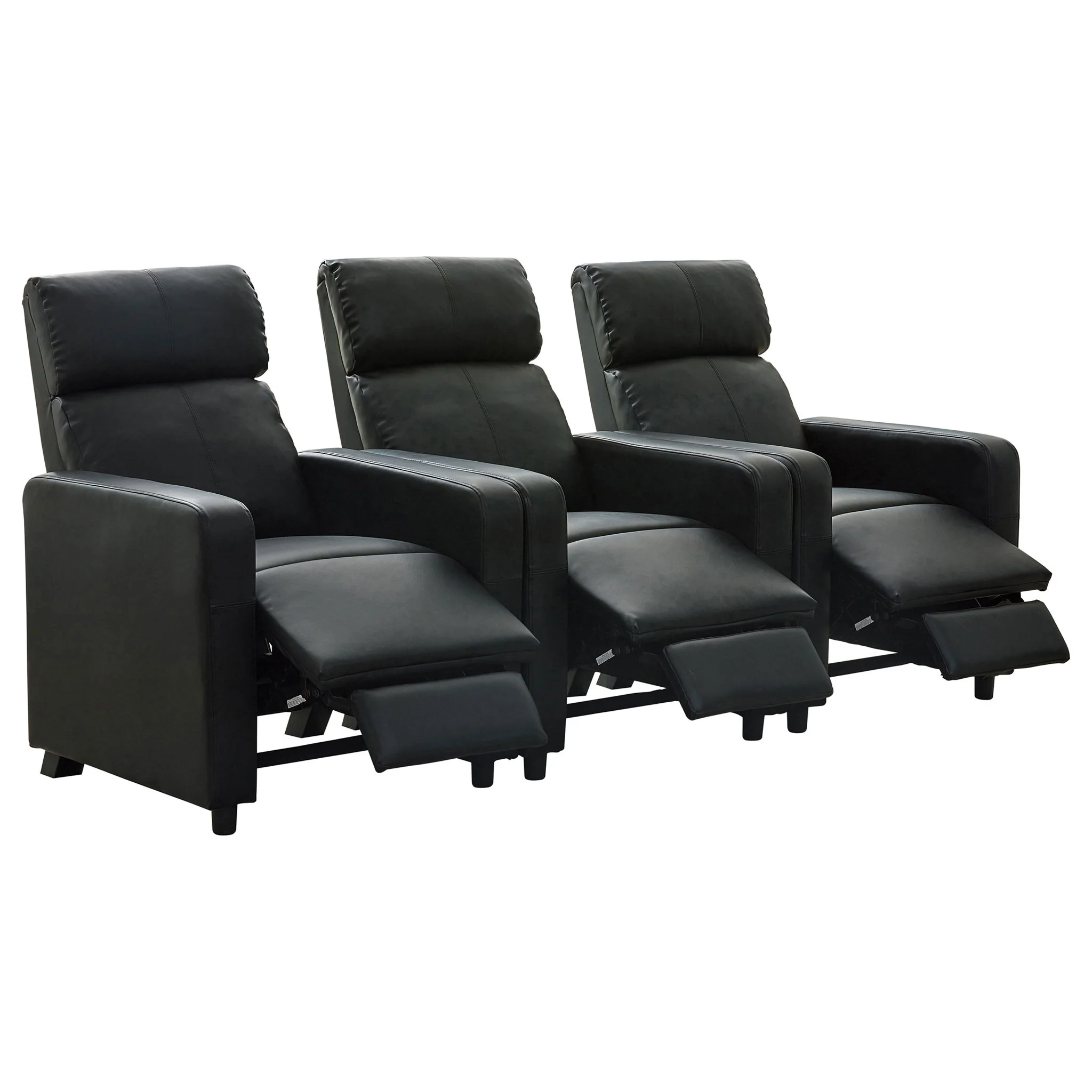 Warren - 3 Seater Reclining Home Theater - Black - Image 2