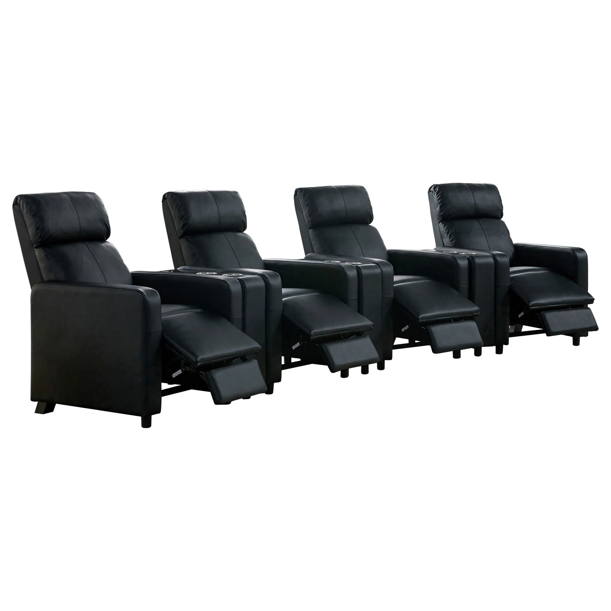 Warren - 4 Seater Home Theater With 3 Wedge Consoles - Black - Image 8