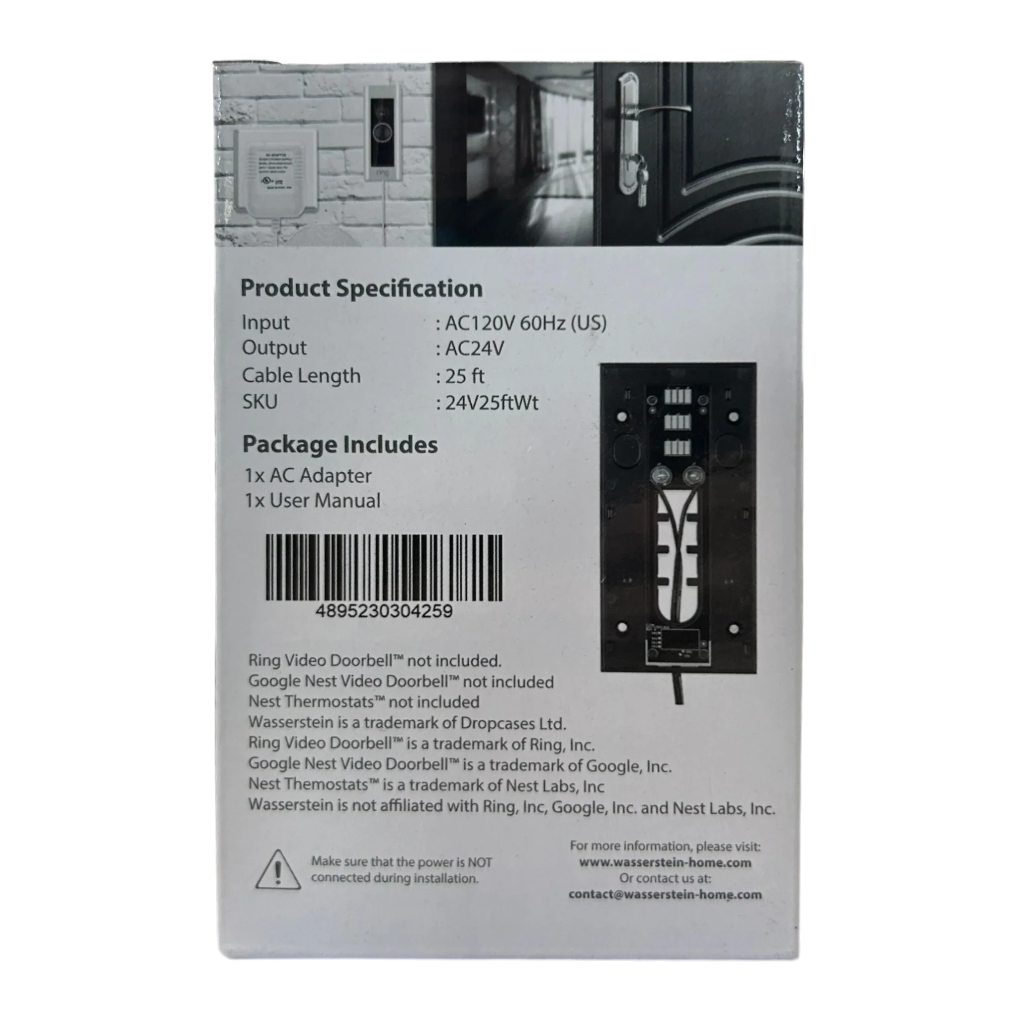 Wasserstein 24V Transformer & C-Wire Adapter - Image 2