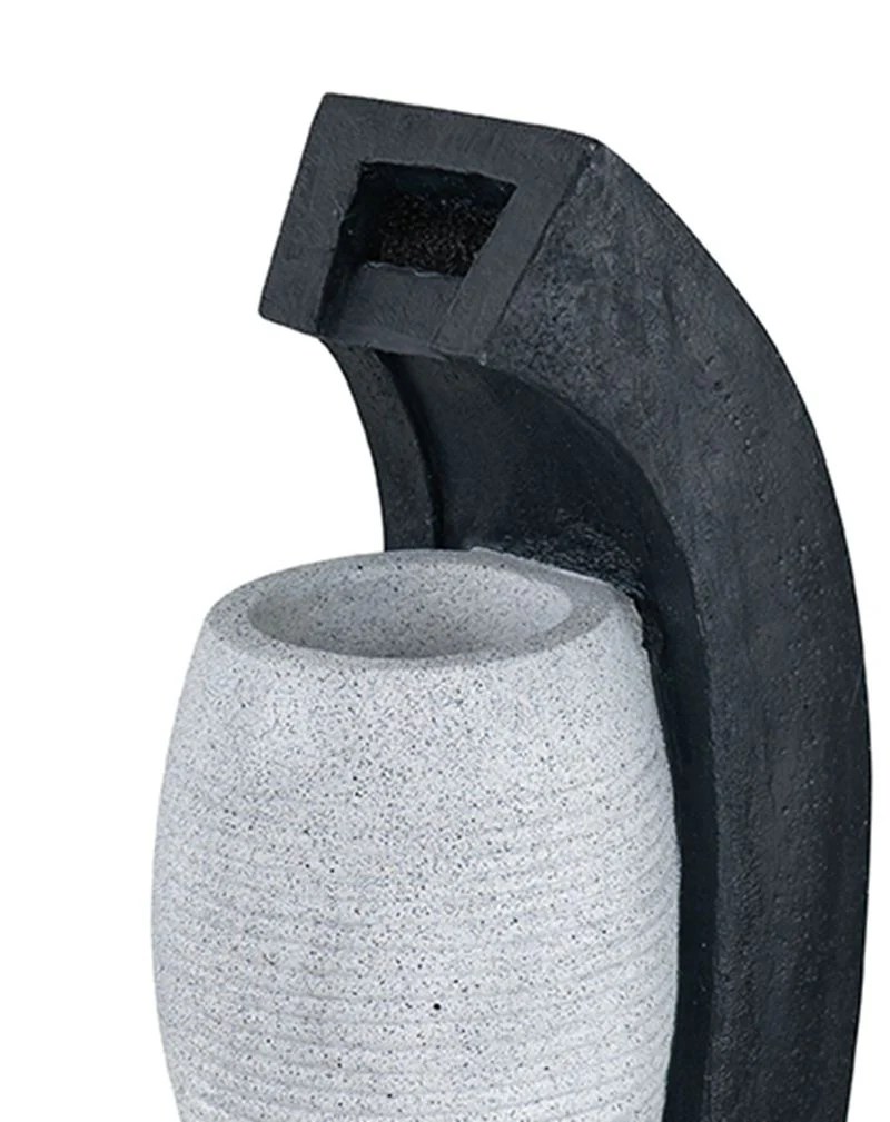 Water Fountain With Vase Design, With Light And Pump, For Indoor And Outdoor - Black / White - Image 4