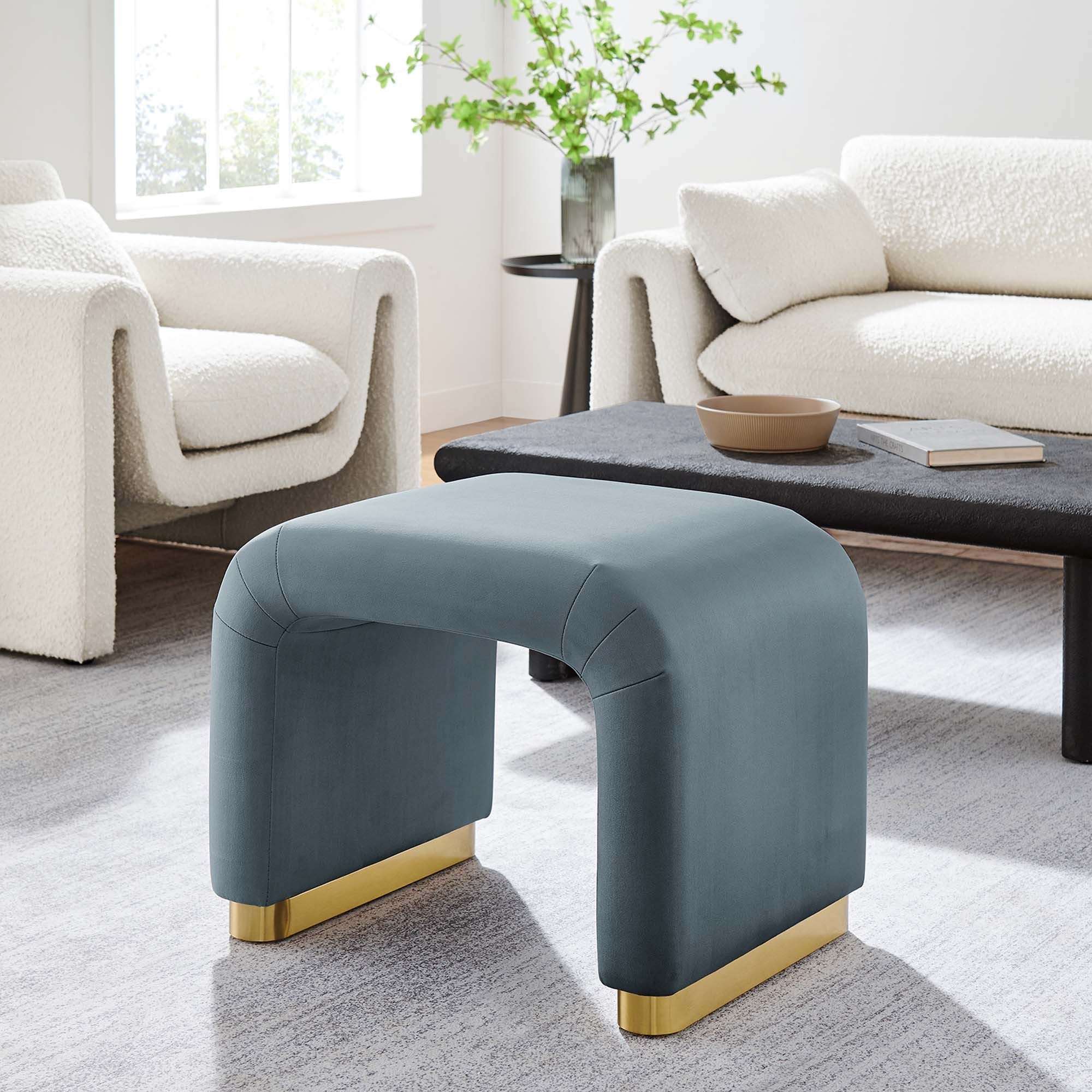 Waterfall Performance Velvet Stool – Velvet Upholstered 24 Inch - Image 44