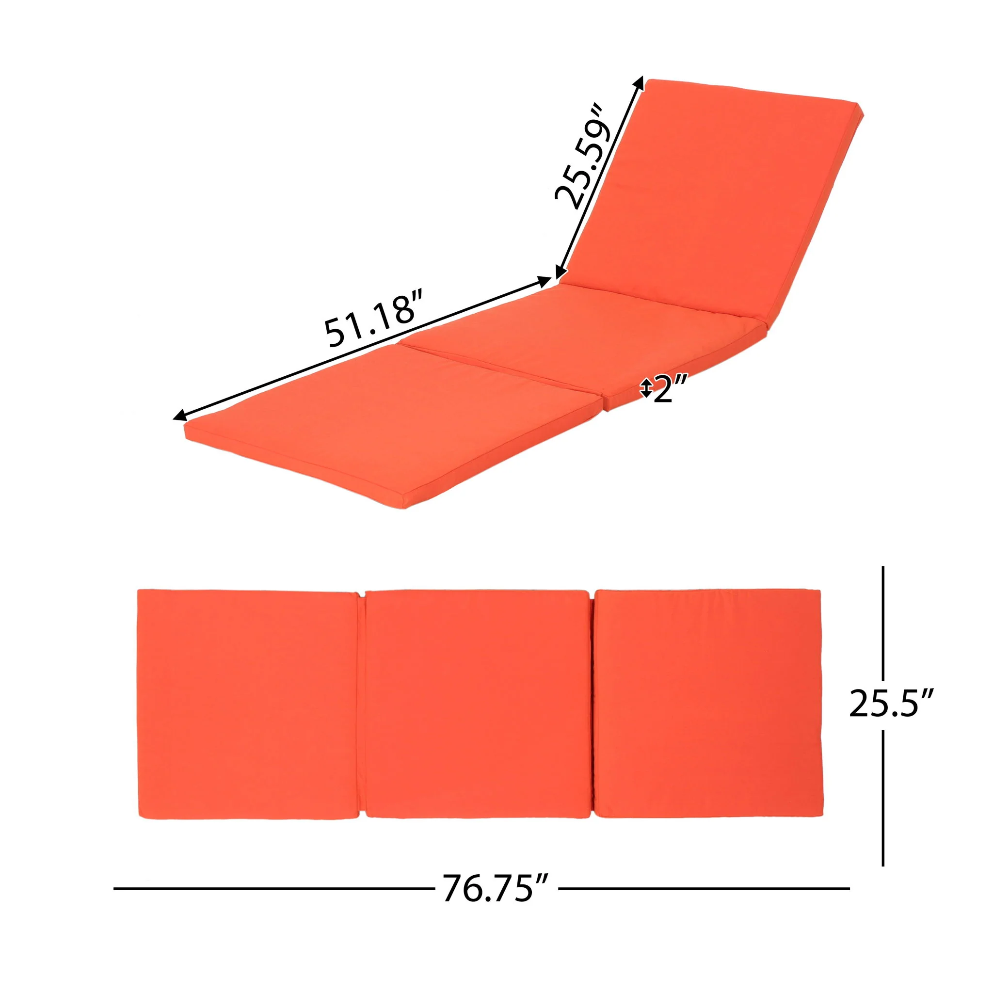 Waterproof Fabric Lounge Cushion With Rectangular Shape - Orange - Image 2