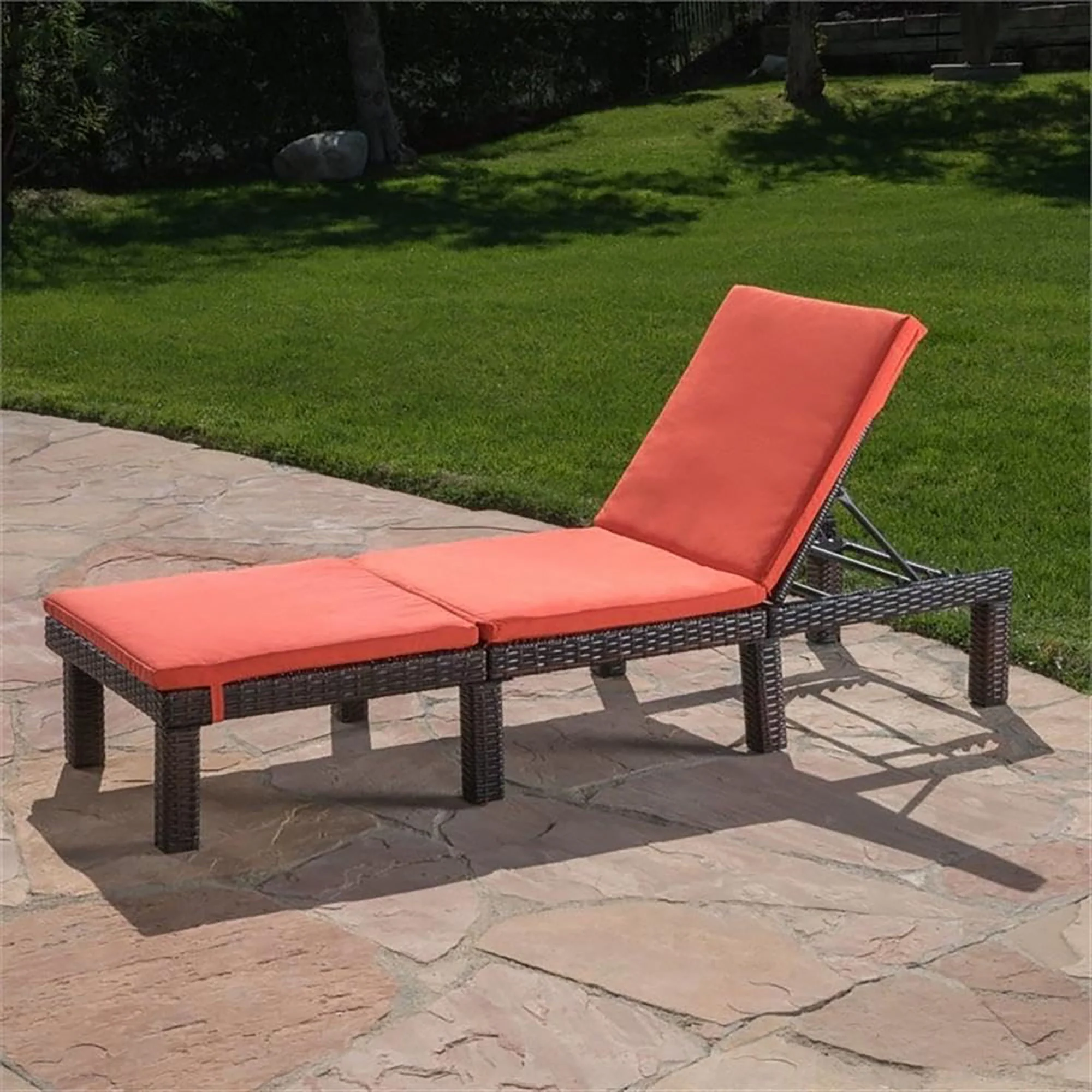 Waterproof Fabric Lounge Cushion With Rectangular Shape - Orange - Image 4