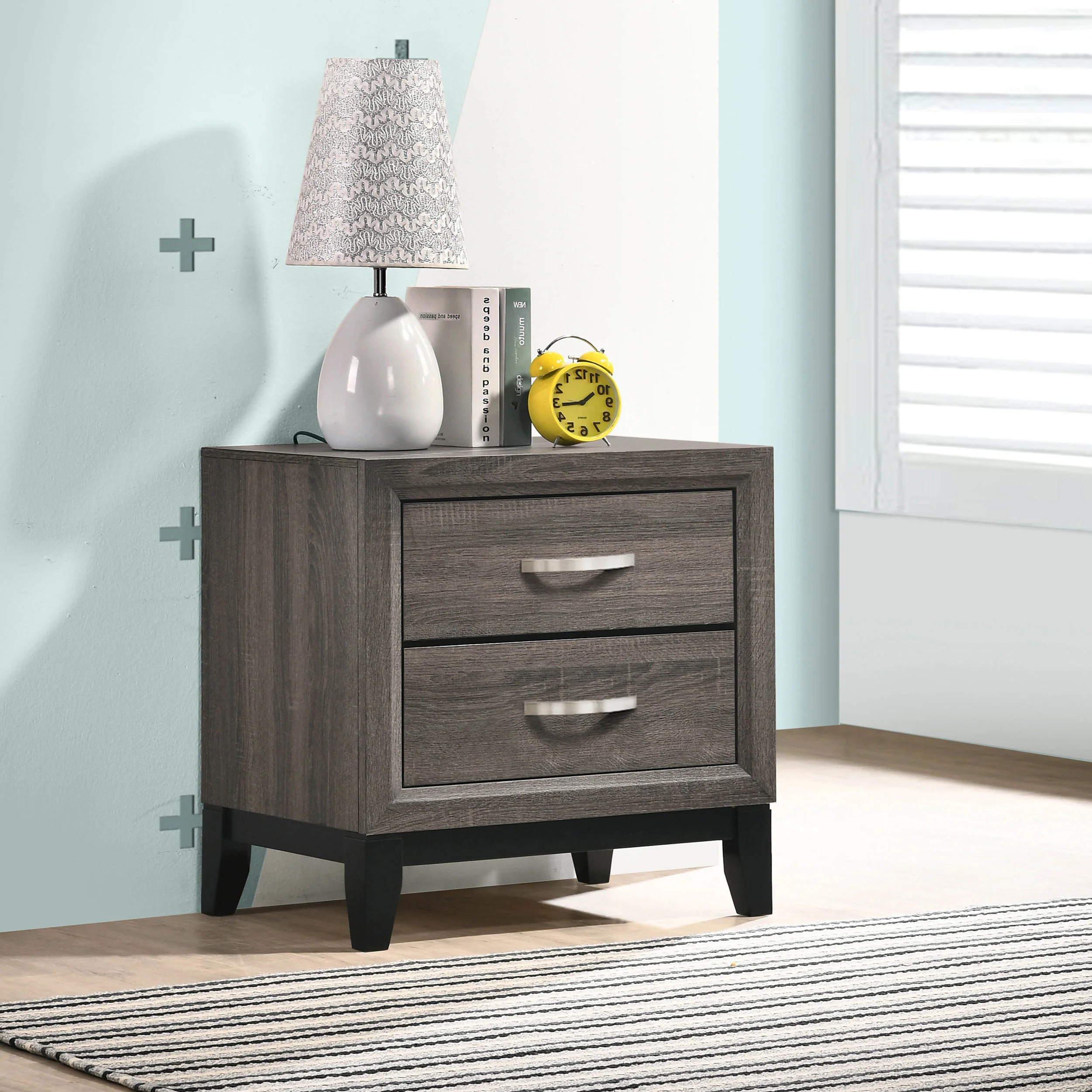 Watson 2-Drawer Nightstand in Grey Oak - Image 3