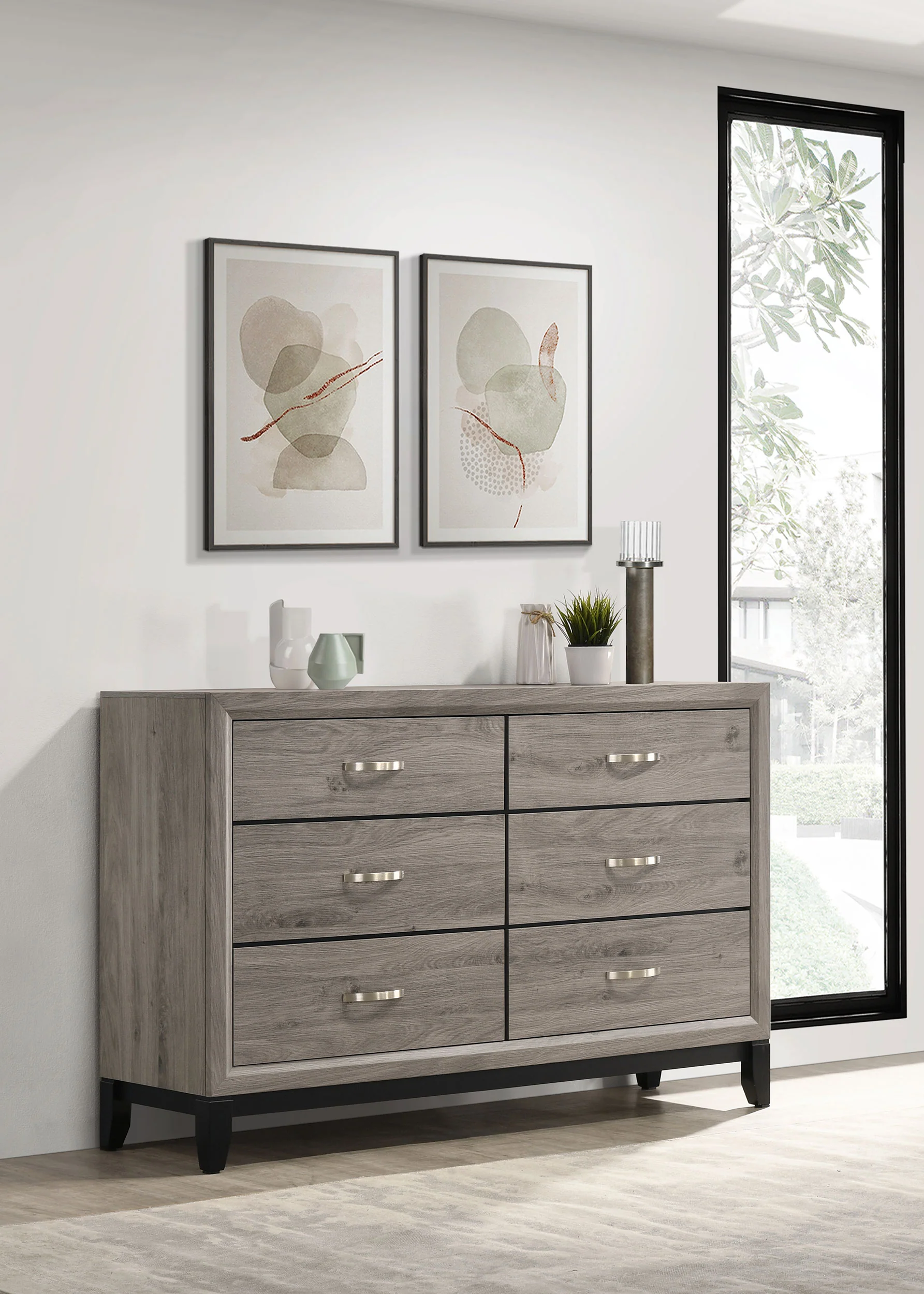 Watson 6-Drawer Bedroom Dresser Cabinet in Light Taupe - Image 3